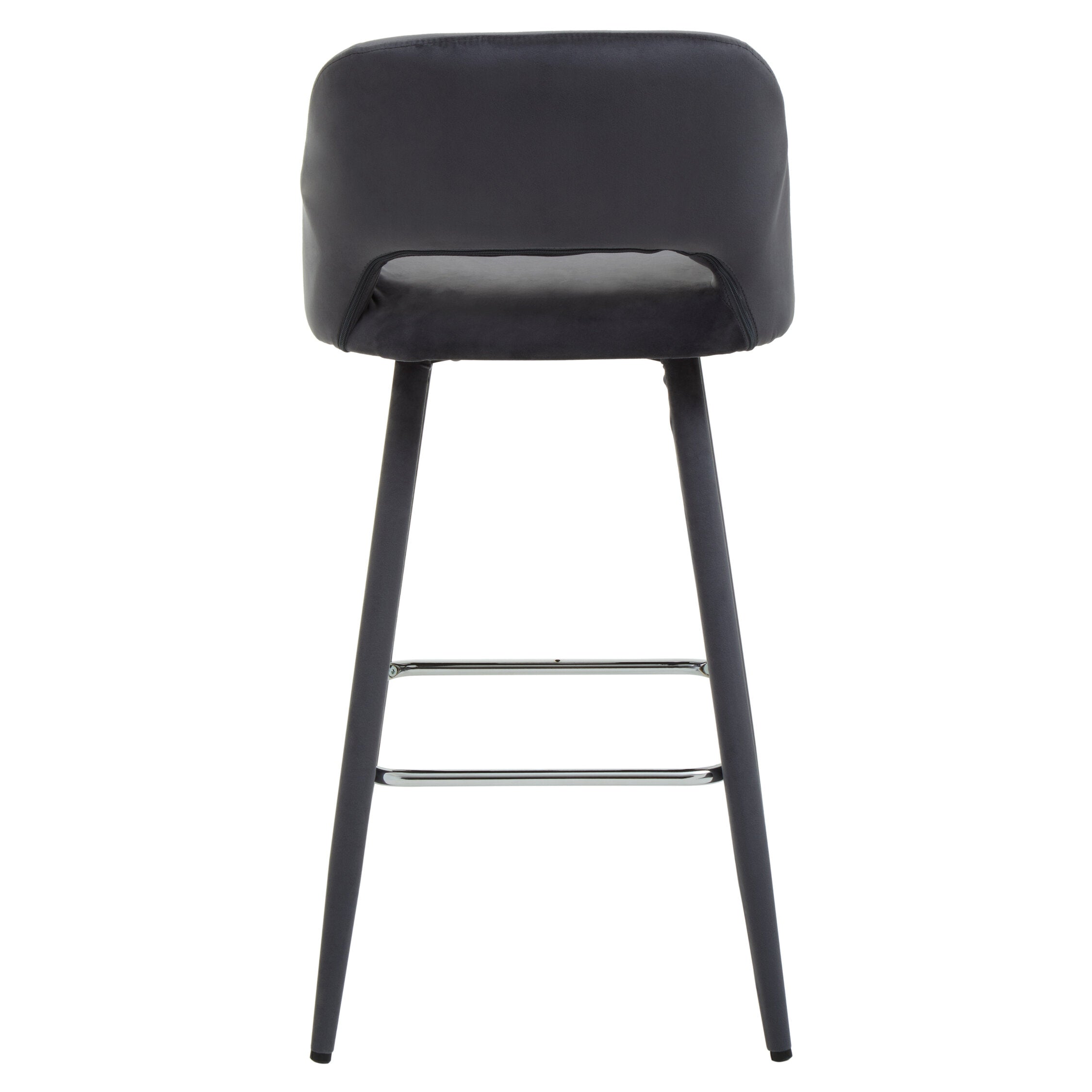 Grey Velvet Low Back Upholstered Bar Stool
