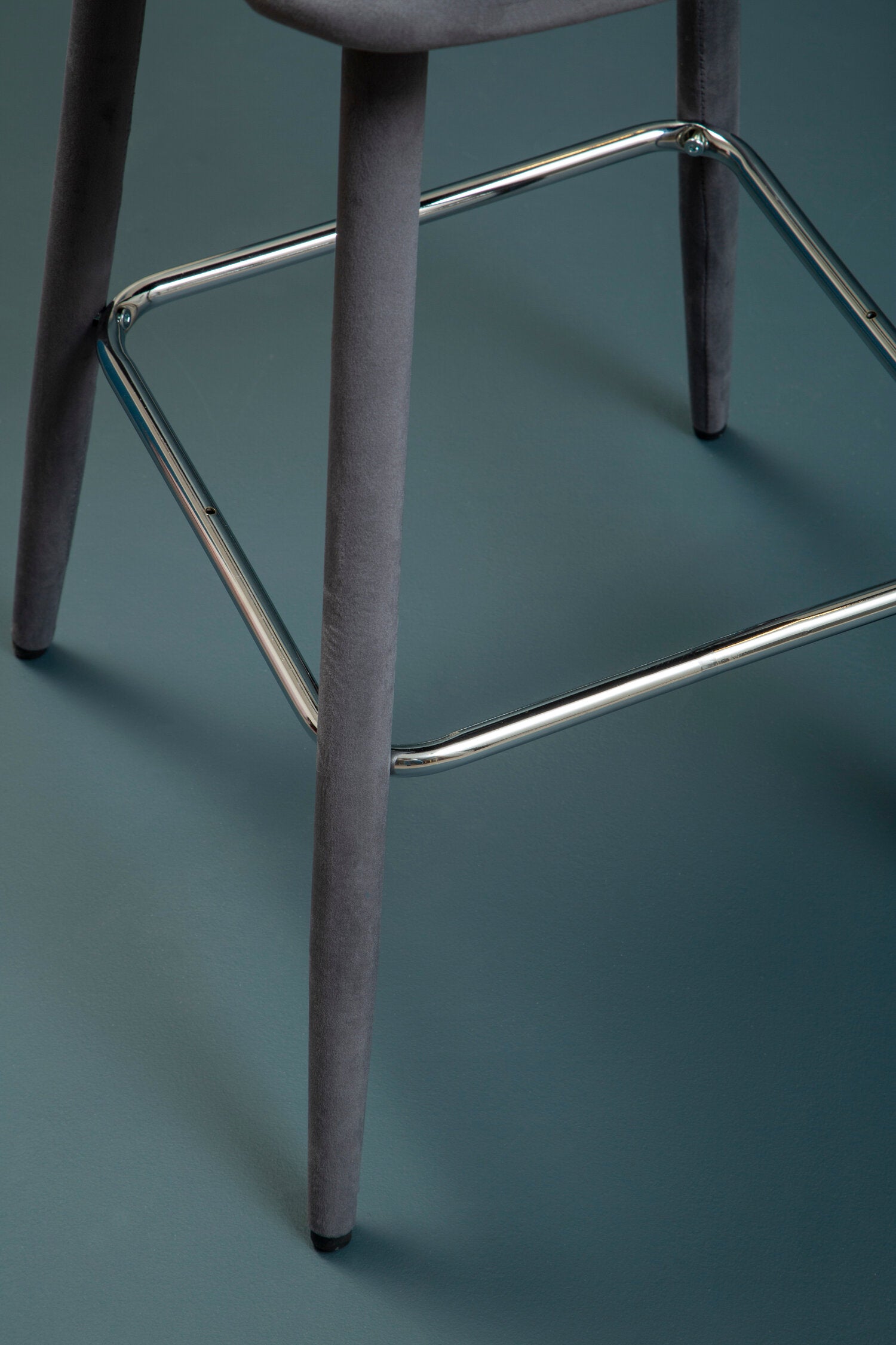 Grey Velvet Low Back Upholstered Bar Stool