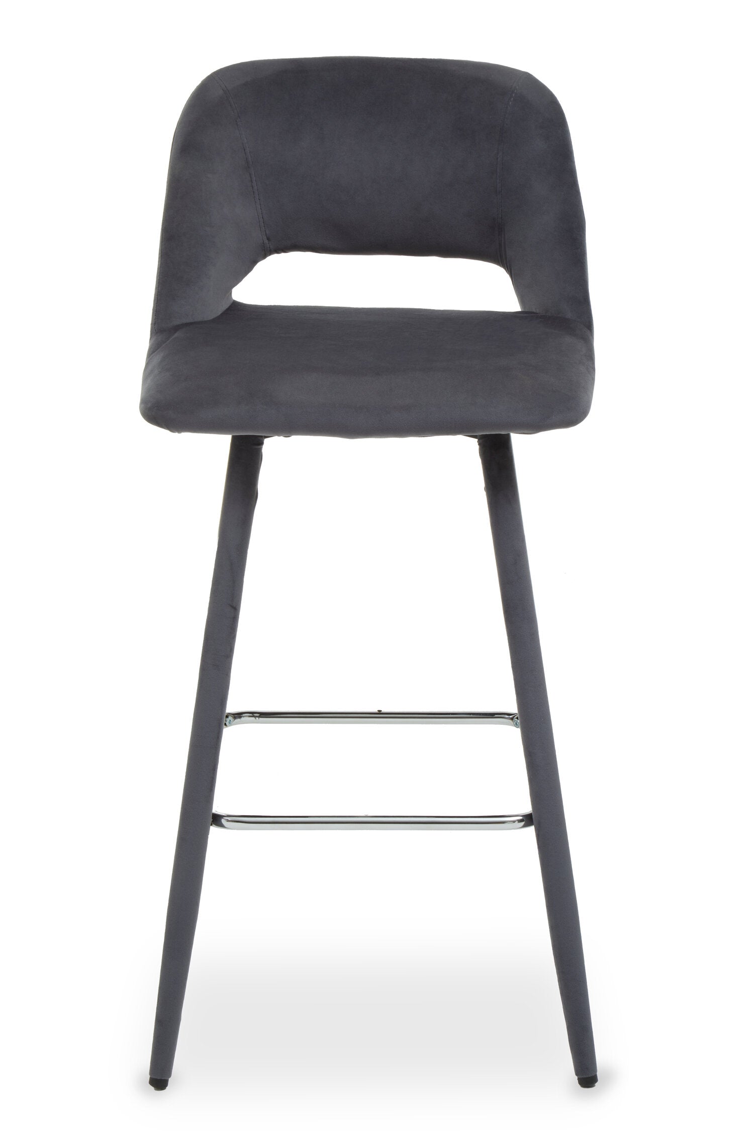 Grey Velvet Low Back Upholstered Bar Stool