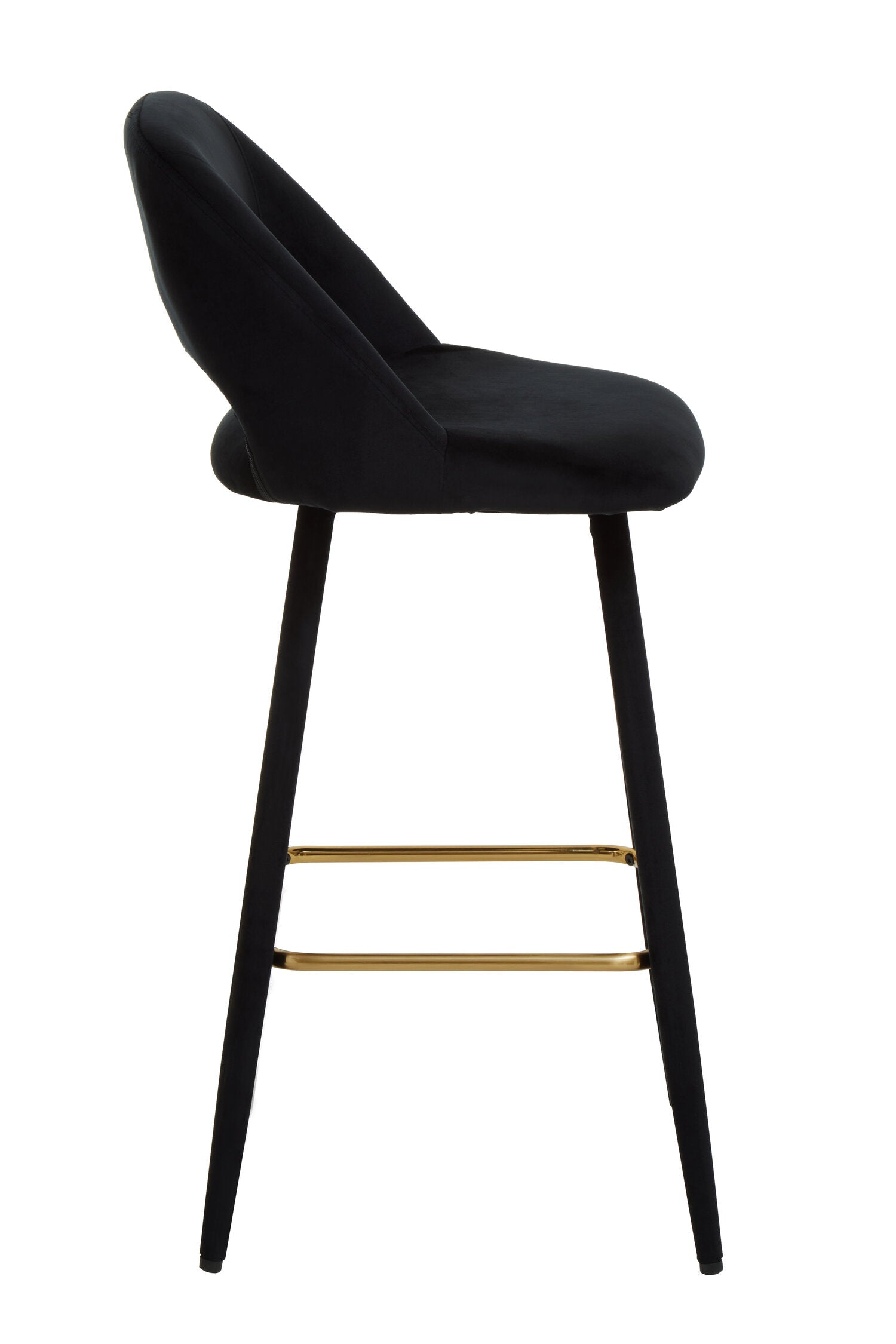 Black Velvet Low Back Cut Out Upholstered Bar Stool