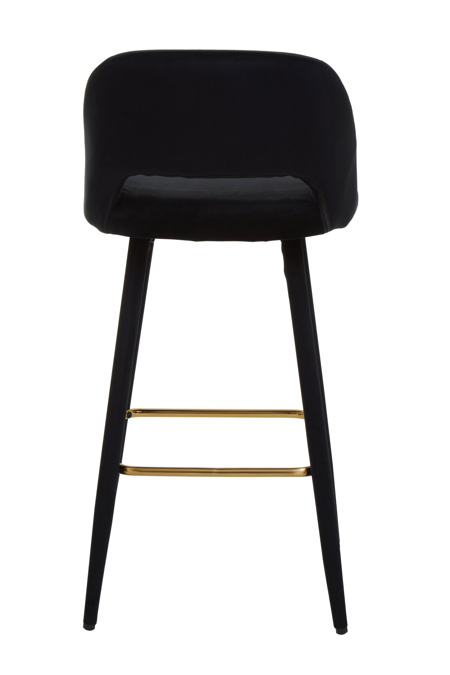 Black Velvet Low Back Cut Out Upholstered Bar Stool