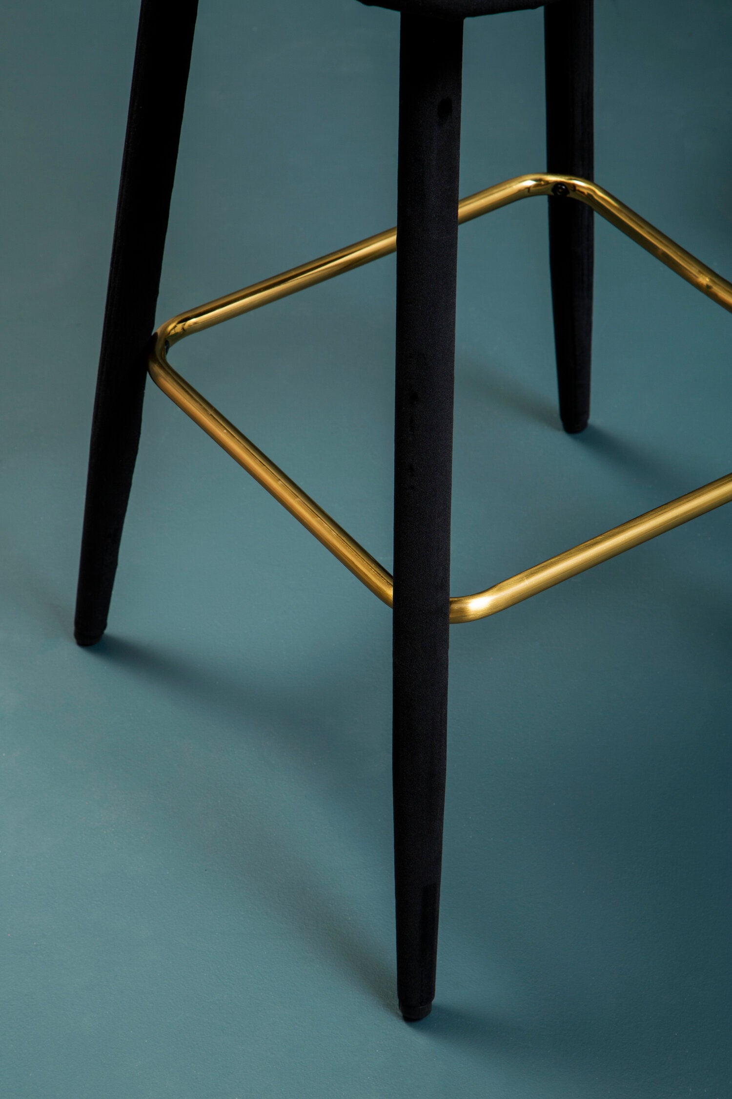 Black Velvet Low Back Cut Out Upholstered Bar Stool