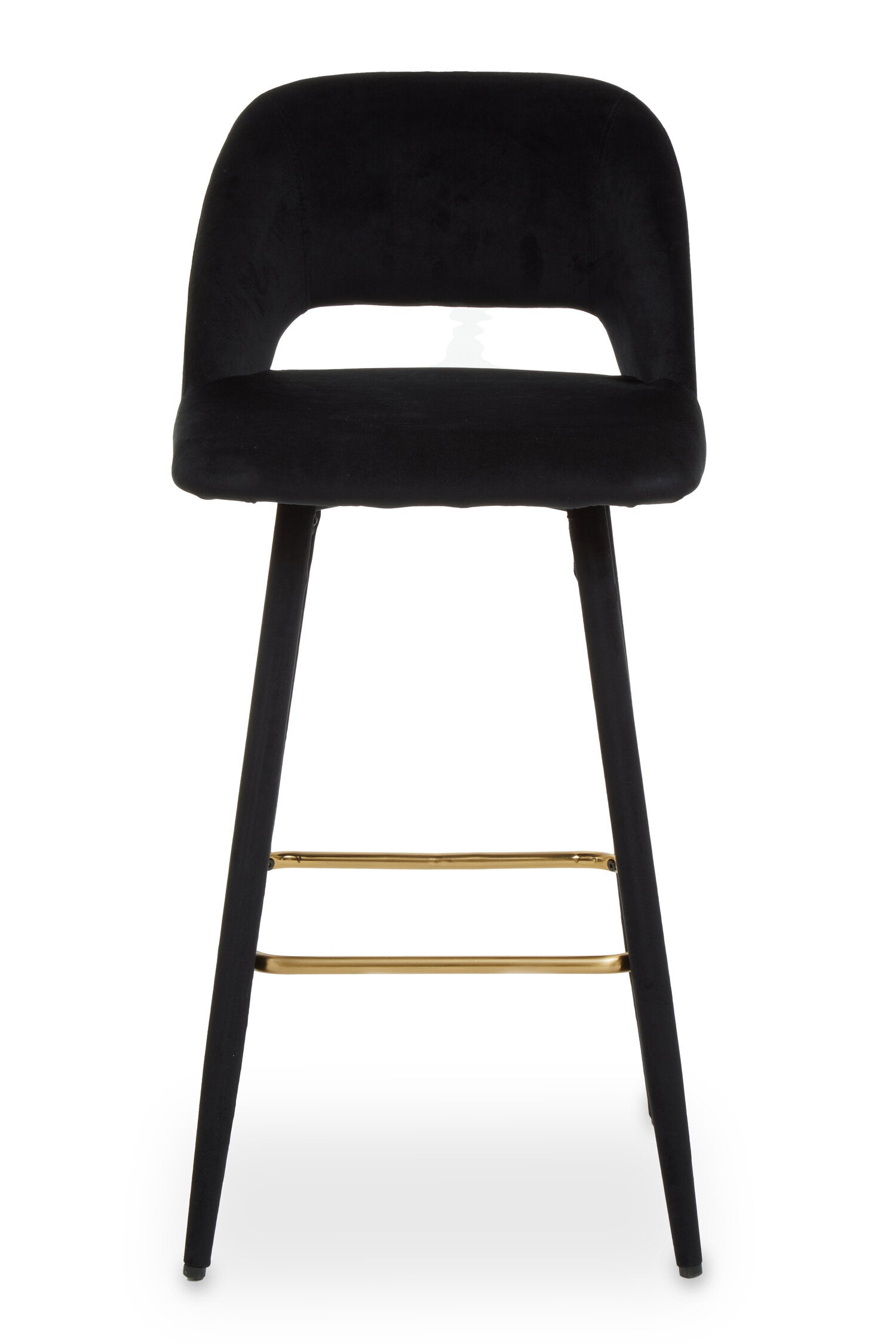 Black Velvet Low Back Cut Out Upholstered Bar Stool