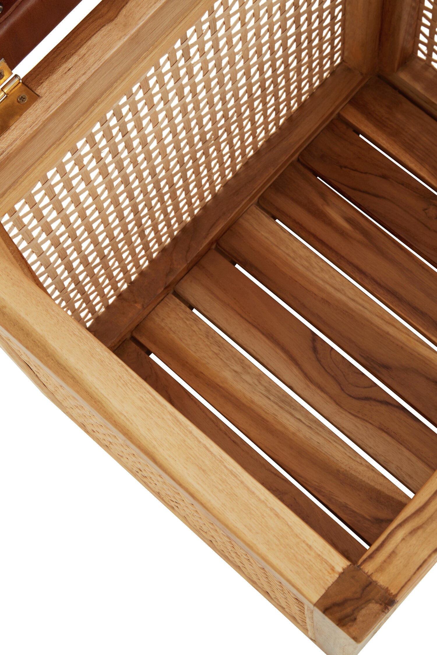 Natural Rattan and Leather Storage Box Side Table - The Orchard Home and Gifts