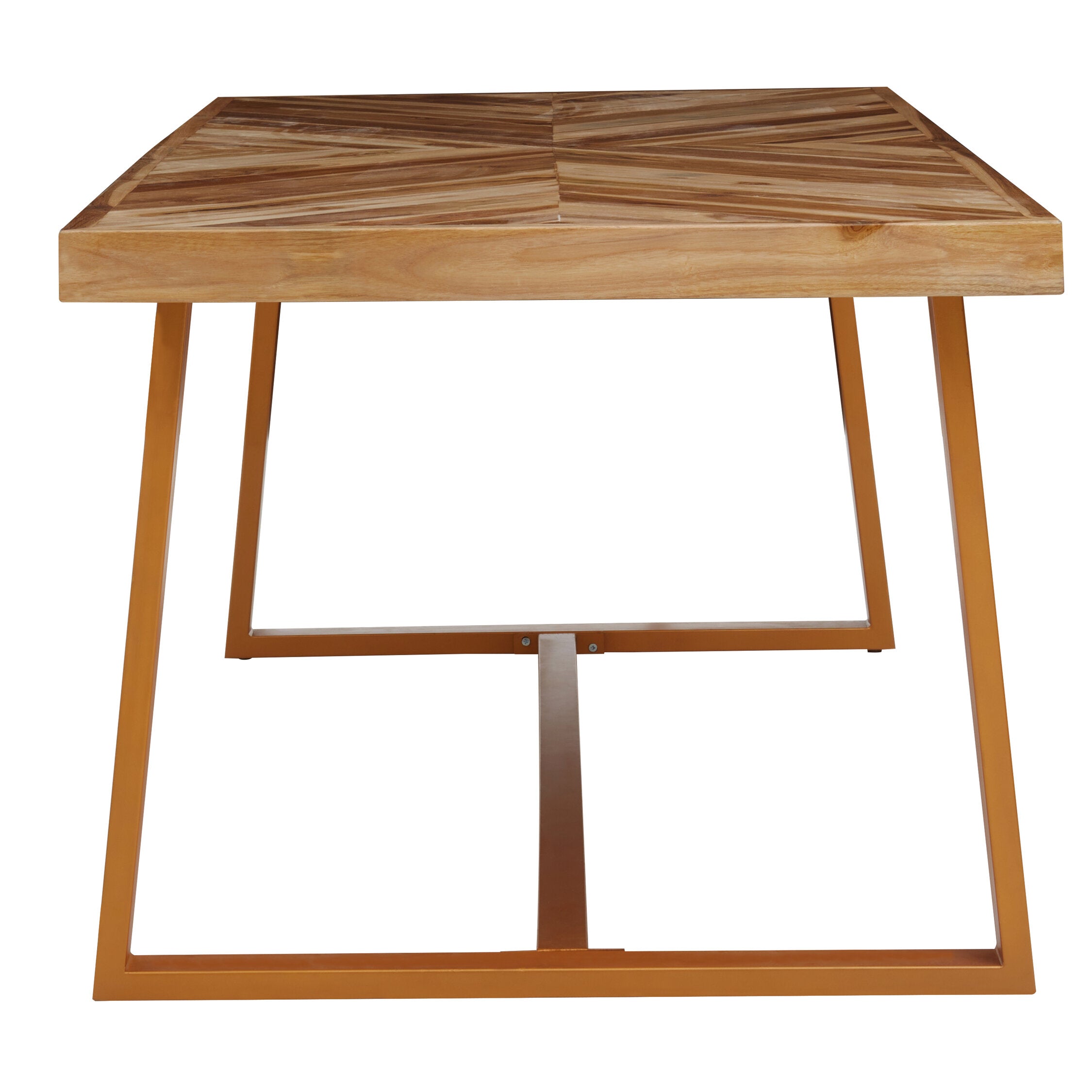Natural Wood Herringbone Teak Six Seater Dining Table - The Orchard Home and Gifts