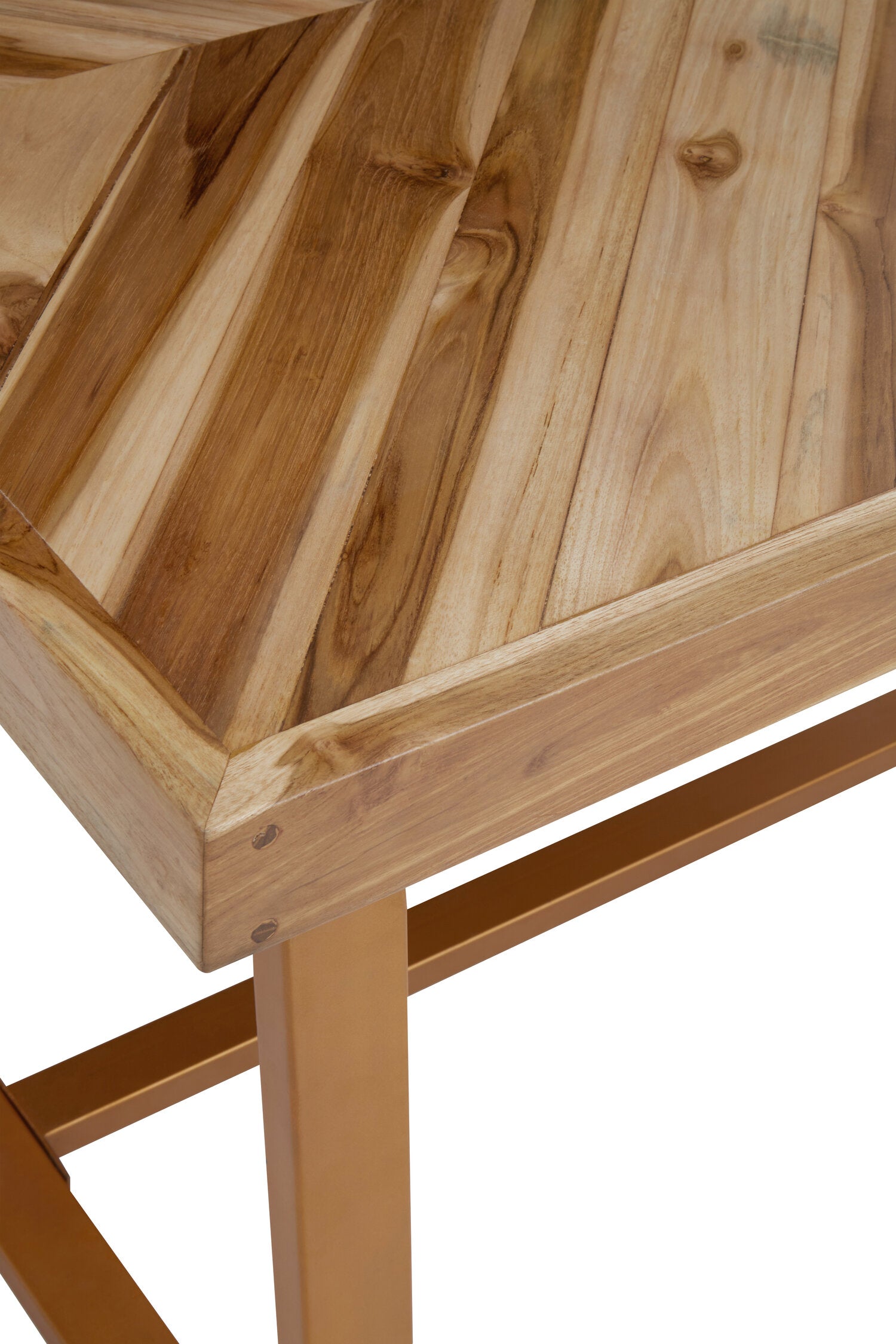 Natural Wood Herringbone Teak Six Seater Dining Table - The Orchard Home and Gifts