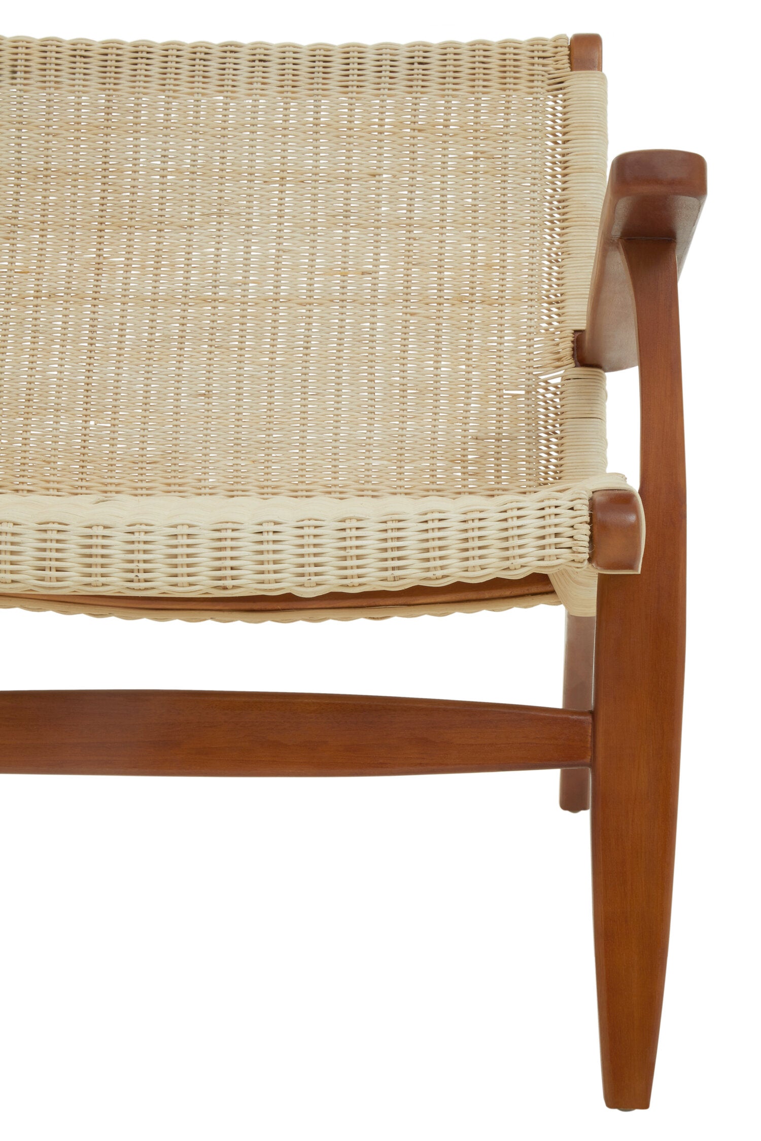 Natural Woven Rattan and Mahogany Chair