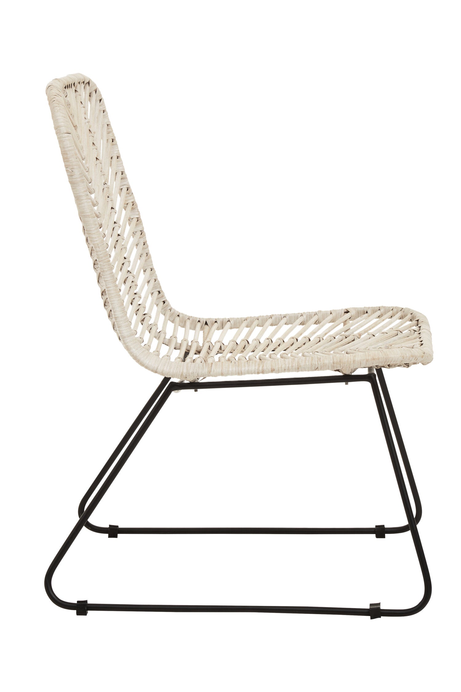 Whitewash Rattan and Black Metal Dining Chair - The Orchard Home and Gifts