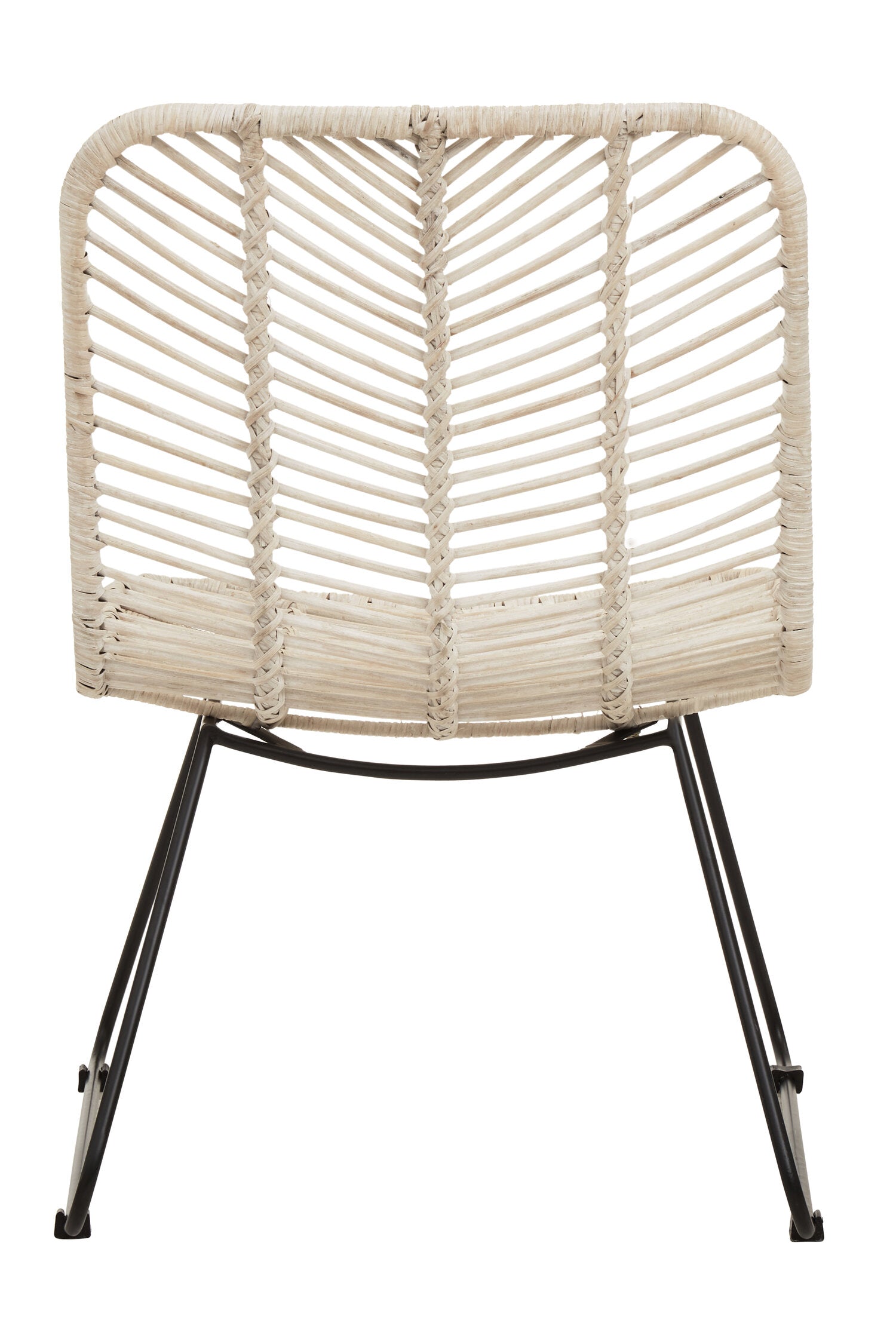 Whitewash Rattan and Black Metal Dining Chair - The Orchard Home and Gifts