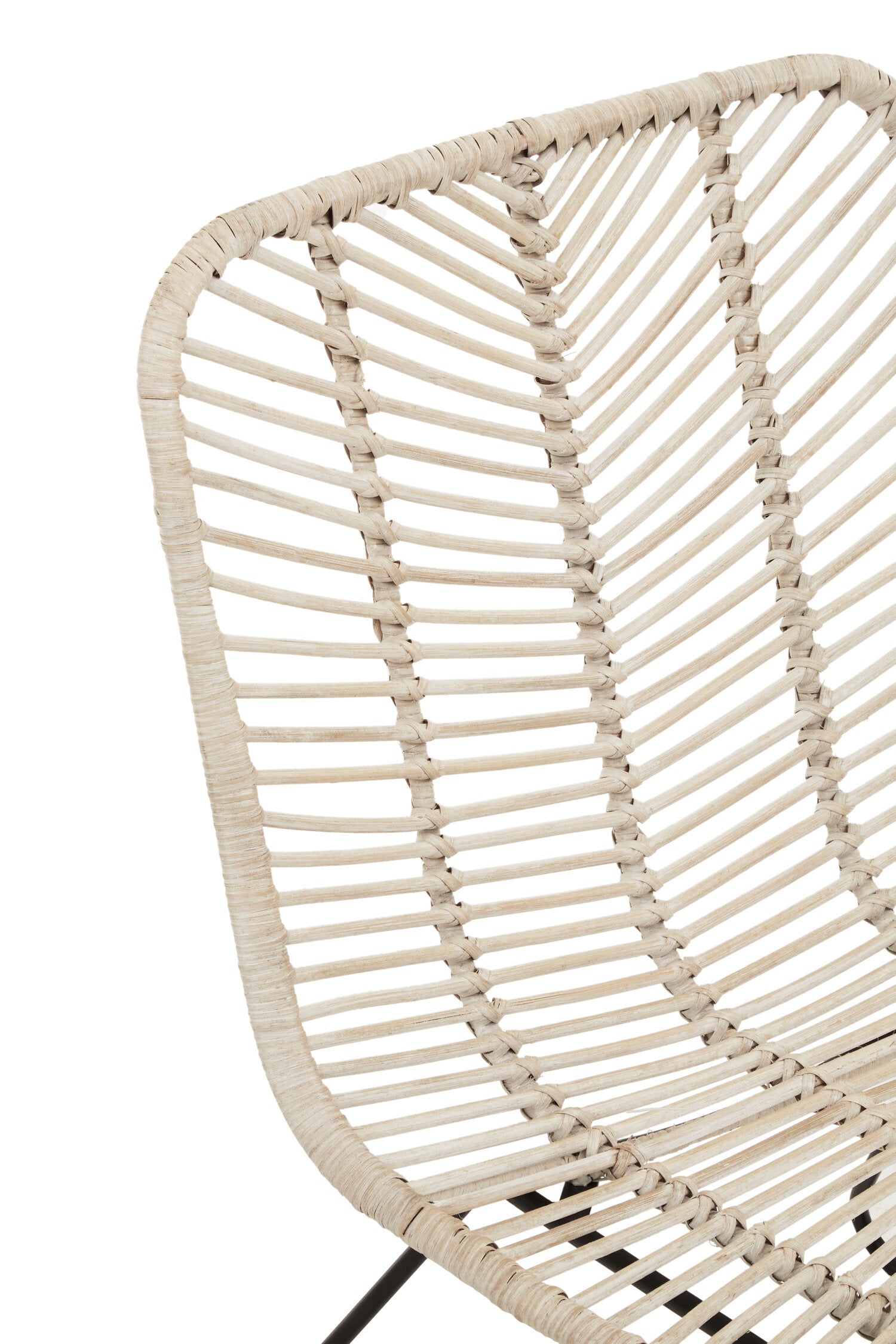 Whitewash Rattan and Black Metal Dining Chair - The Orchard Home and Gifts