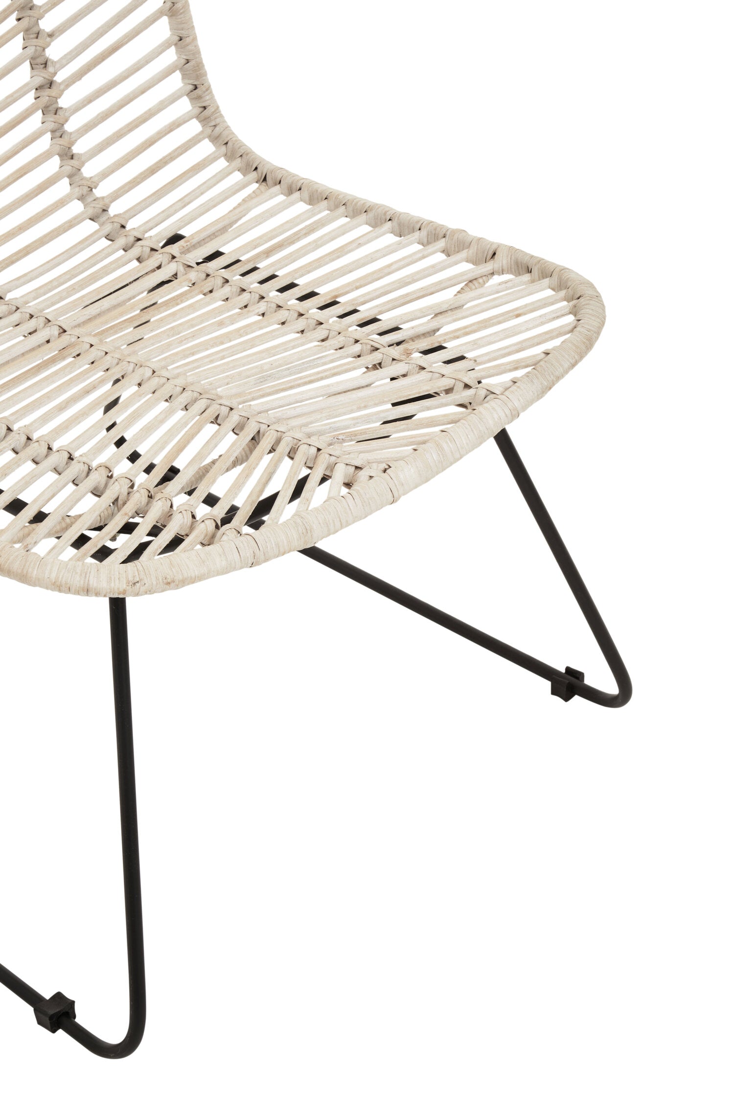 Whitewash Rattan and Black Metal Dining Chair - The Orchard Home and Gifts