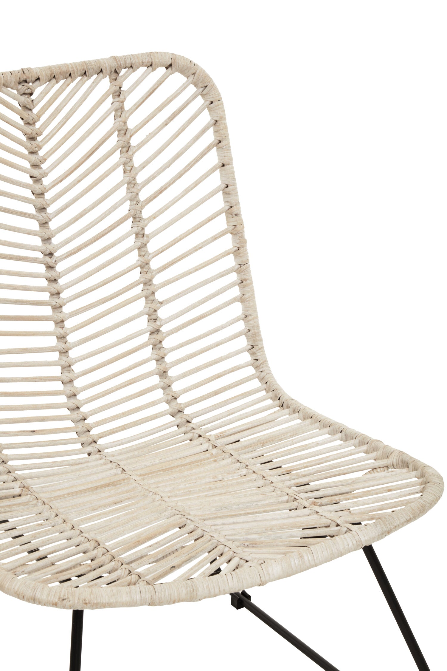 Whitewash Rattan and Black Metal Dining Chair - The Orchard Home and Gifts