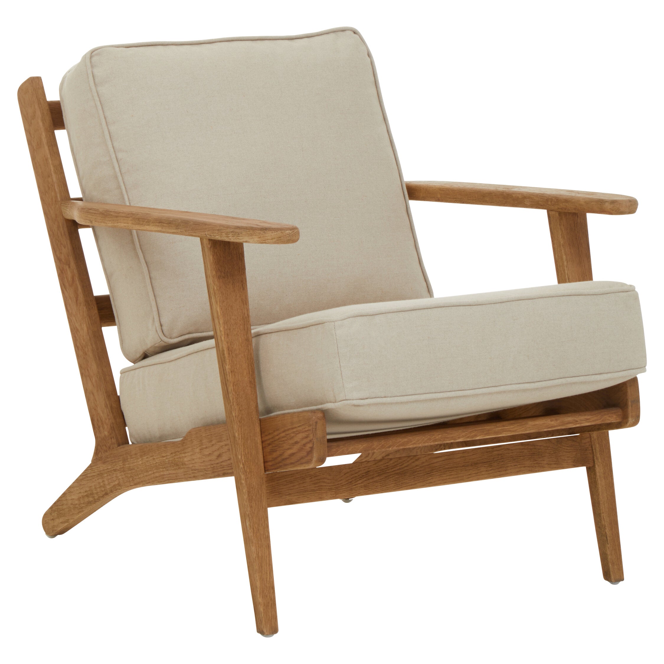 Mid Century Natural Linen and Oak Armchair - The Orchard Home and Gifts