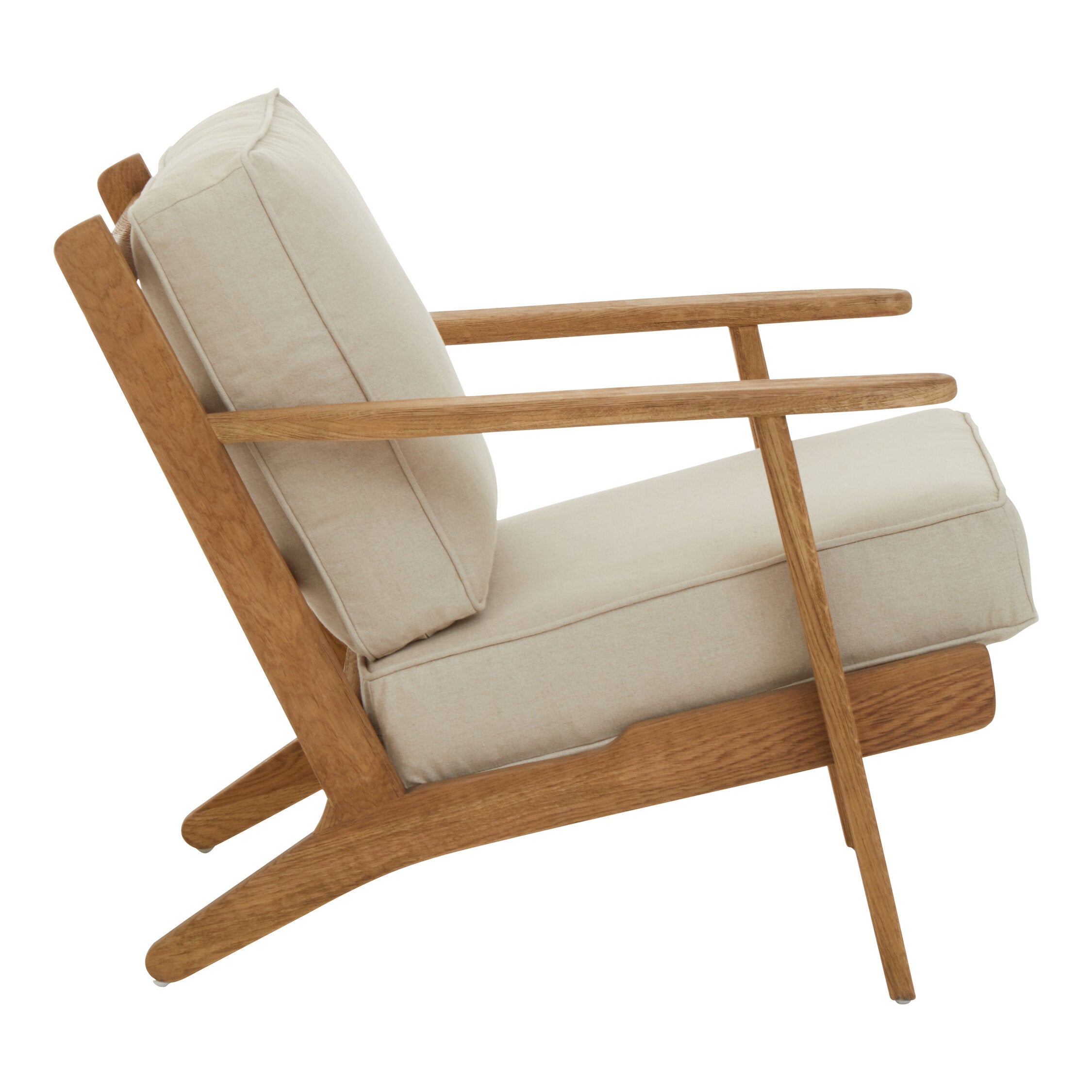 Mid Century Natural Linen and Oak Armchair - The Orchard Home and Gifts