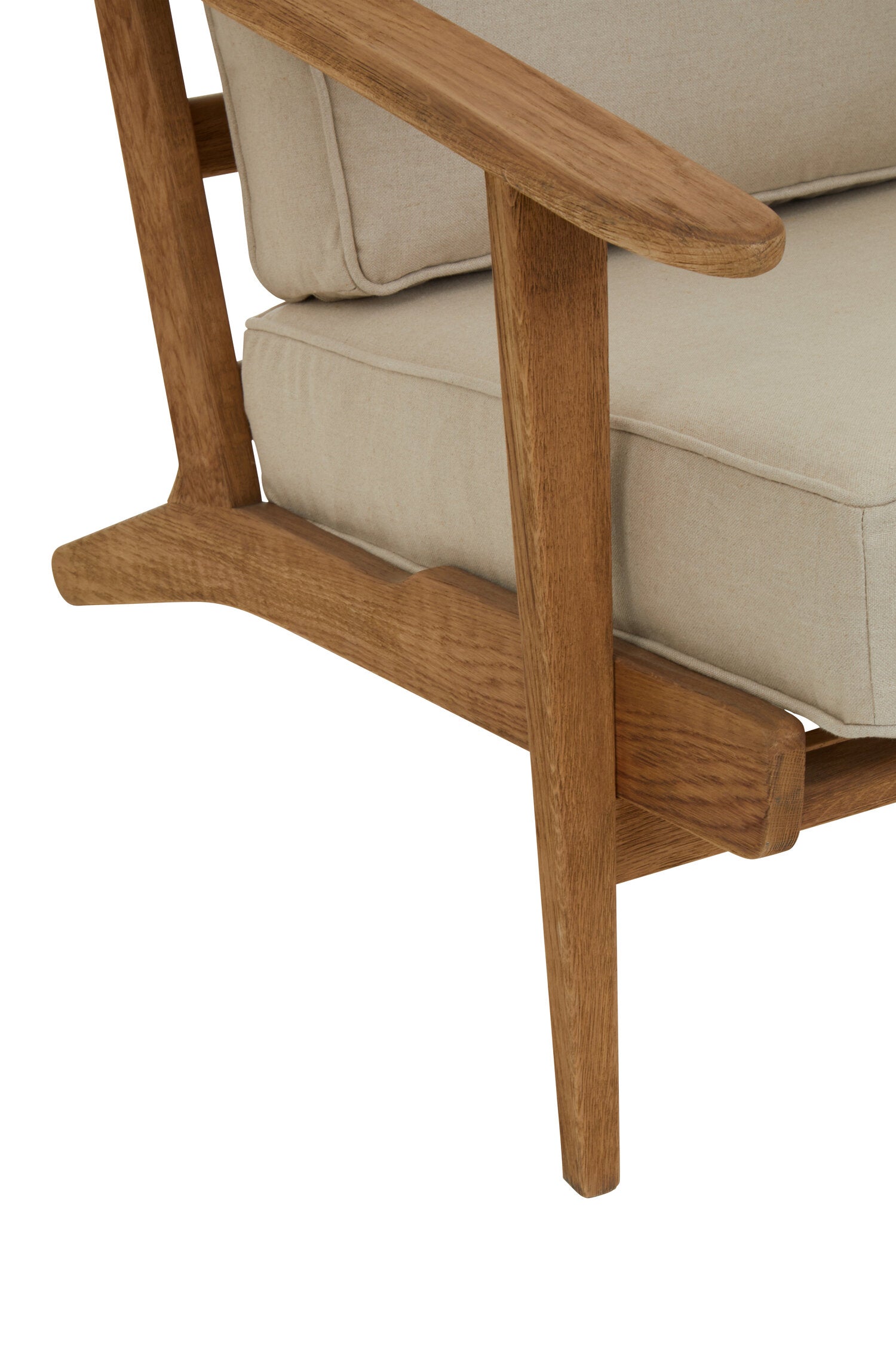 Mid Century Natural Linen and Oak Armchair - The Orchard Home and Gifts