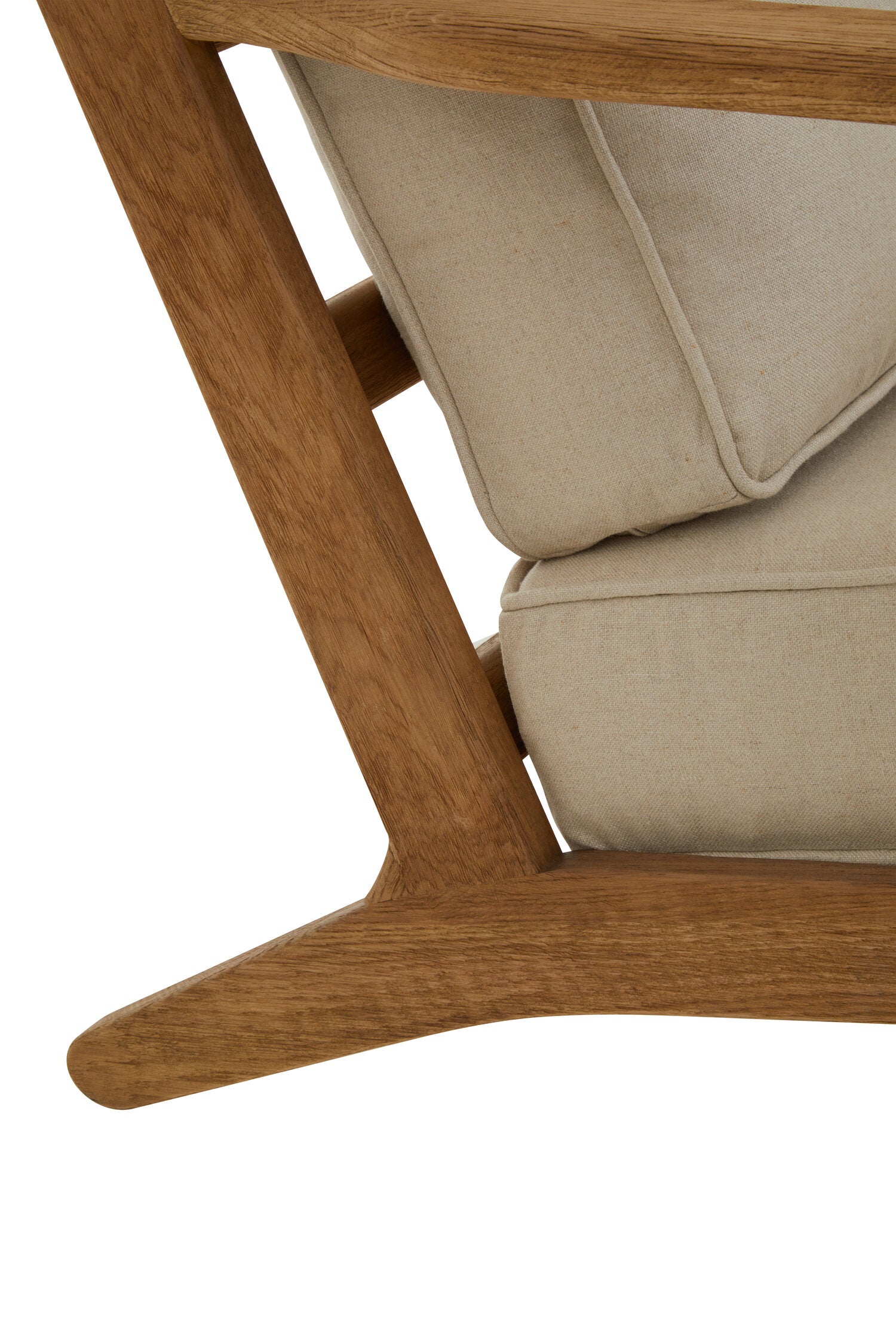 Mid Century Natural Linen and Oak Armchair - The Orchard Home and Gifts