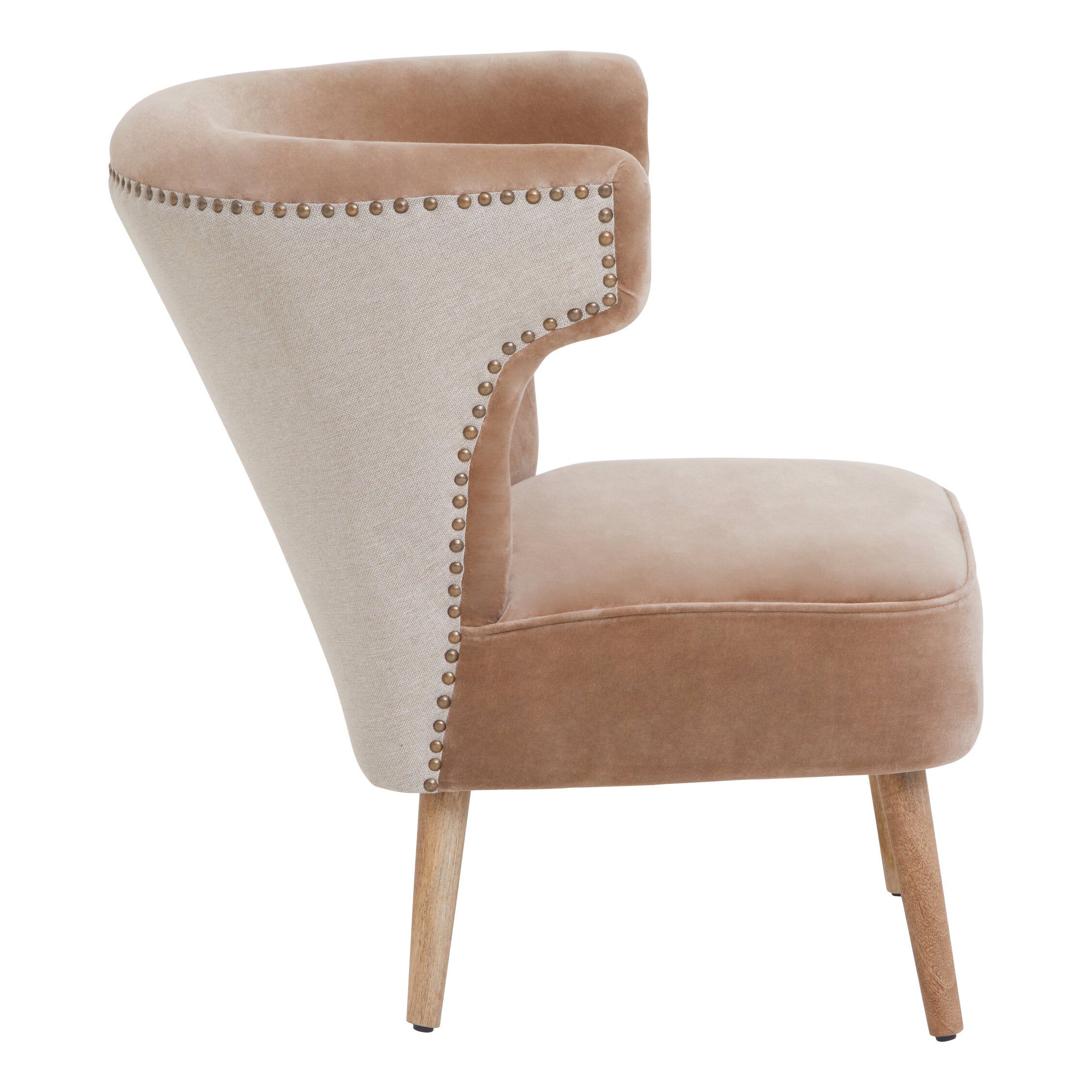 Mink Velvet and Natural Linen Armchair