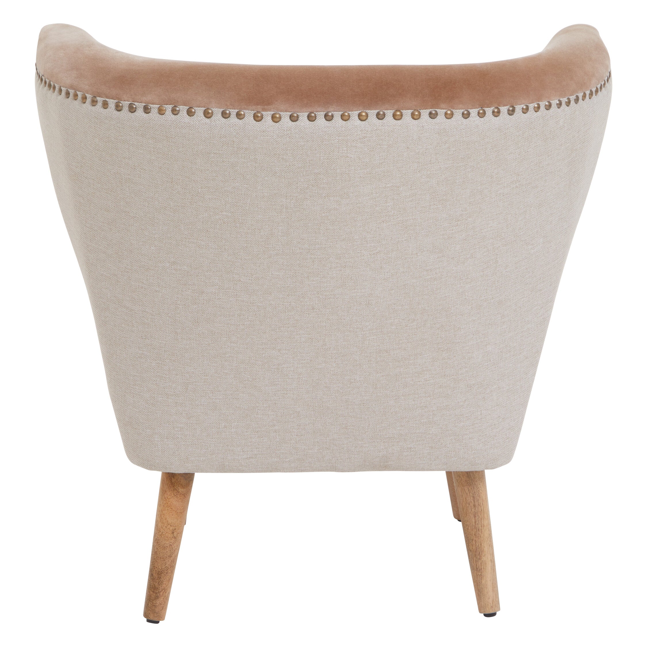Mink Velvet and Natural Linen Armchair