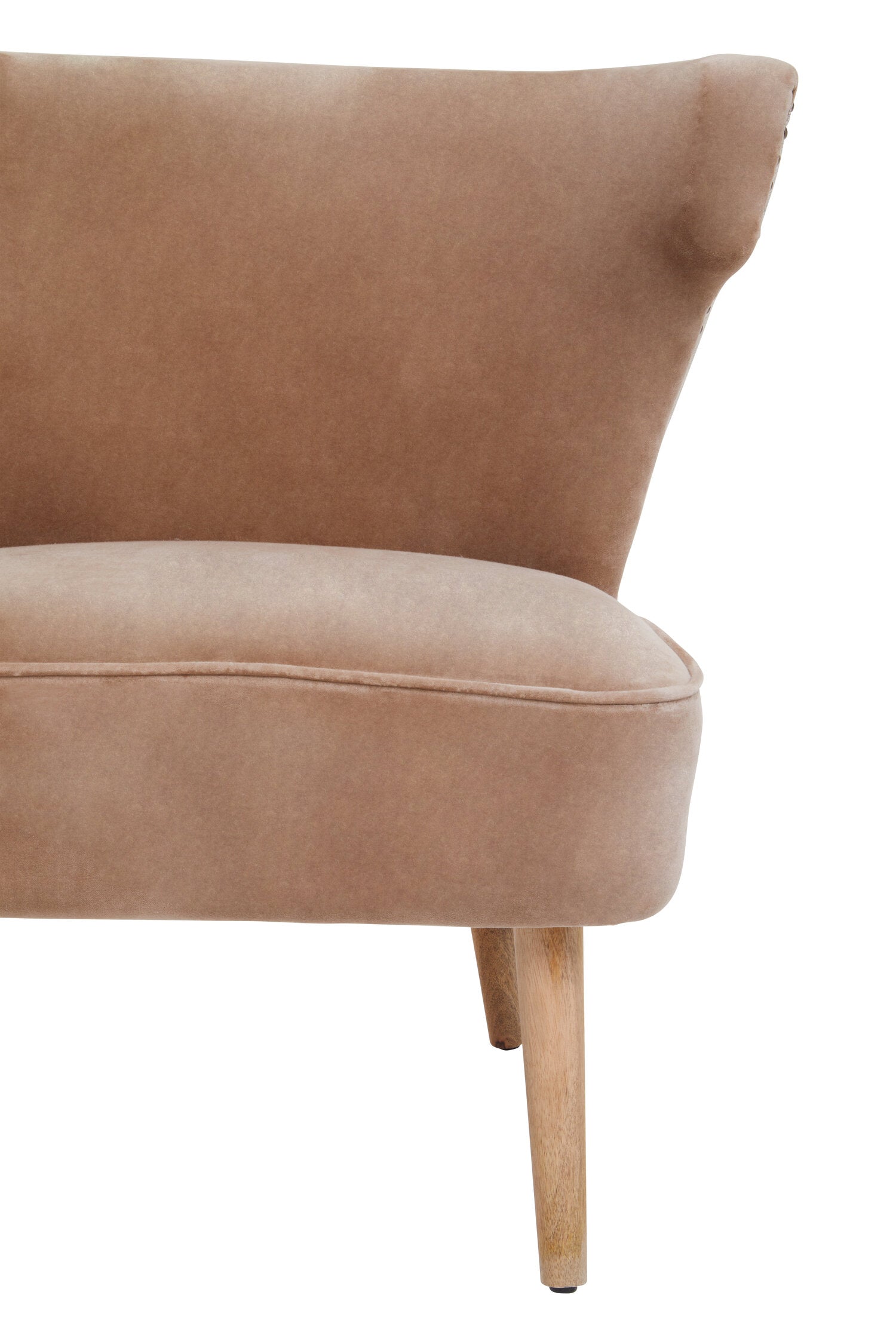 Mink Velvet and Natural Linen Armchair