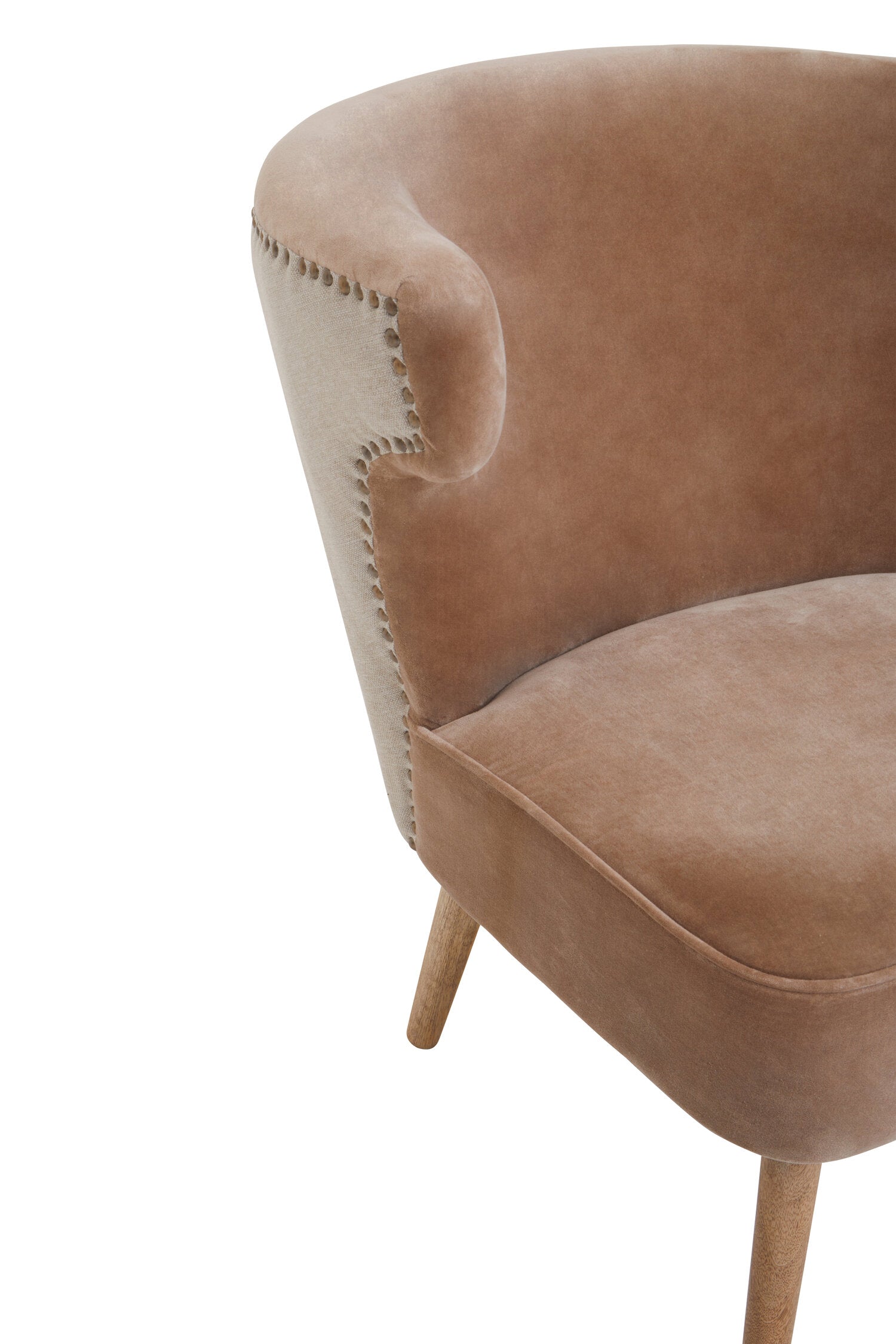 Mink Velvet and Natural Linen Armchair