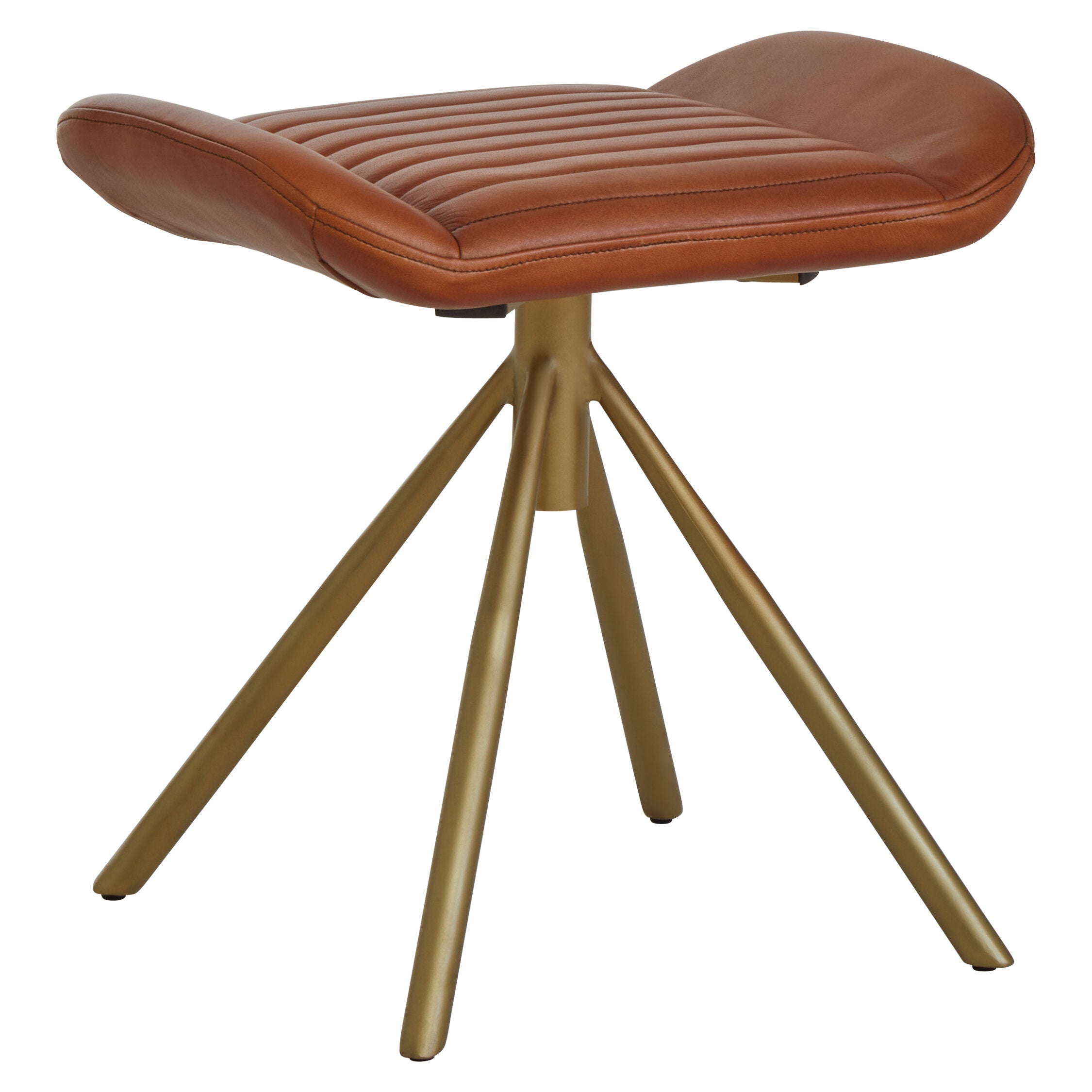 Buffalo Tan Leather and Gold Finish Footstool