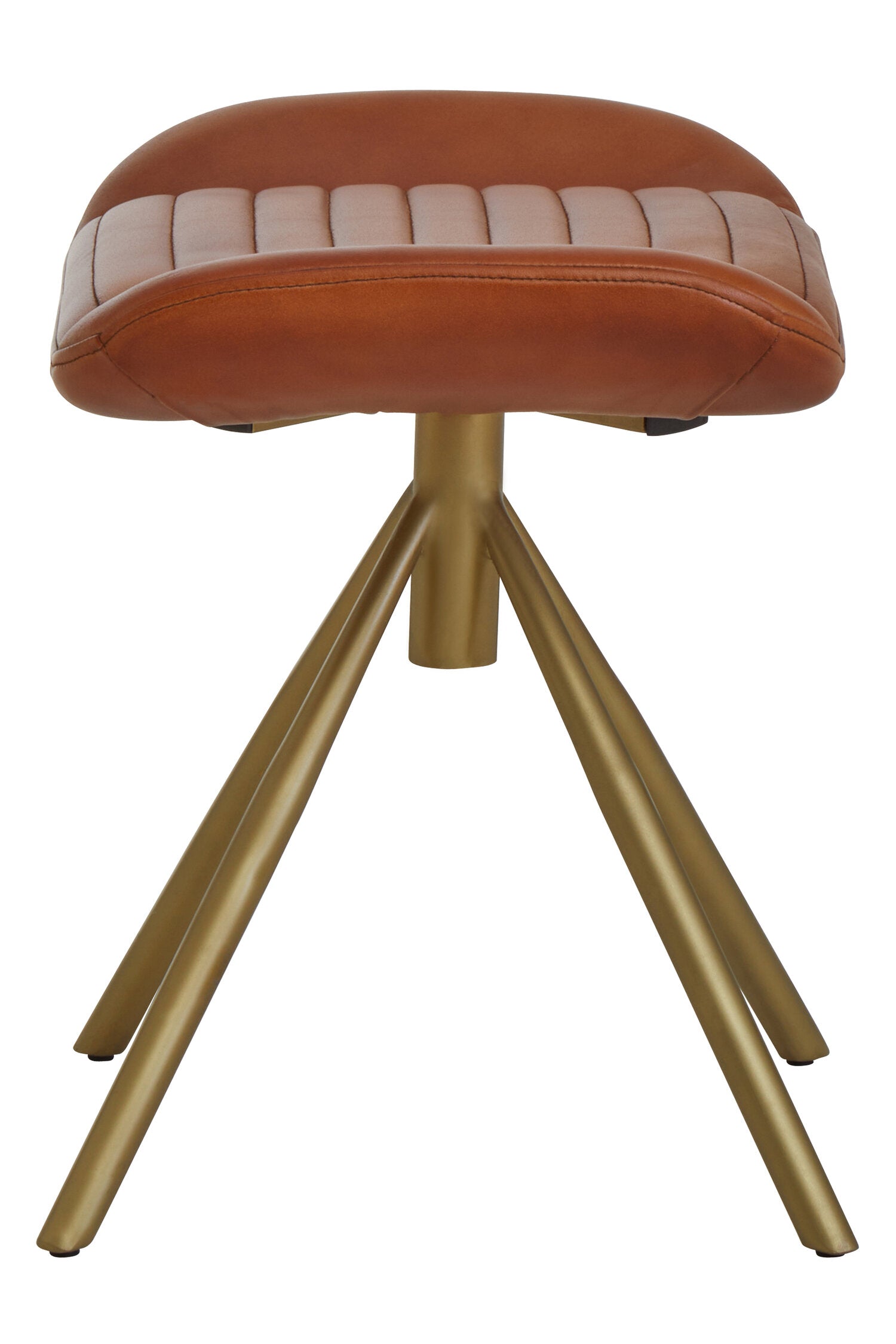 Buffalo Tan Leather and Gold Finish Footstool