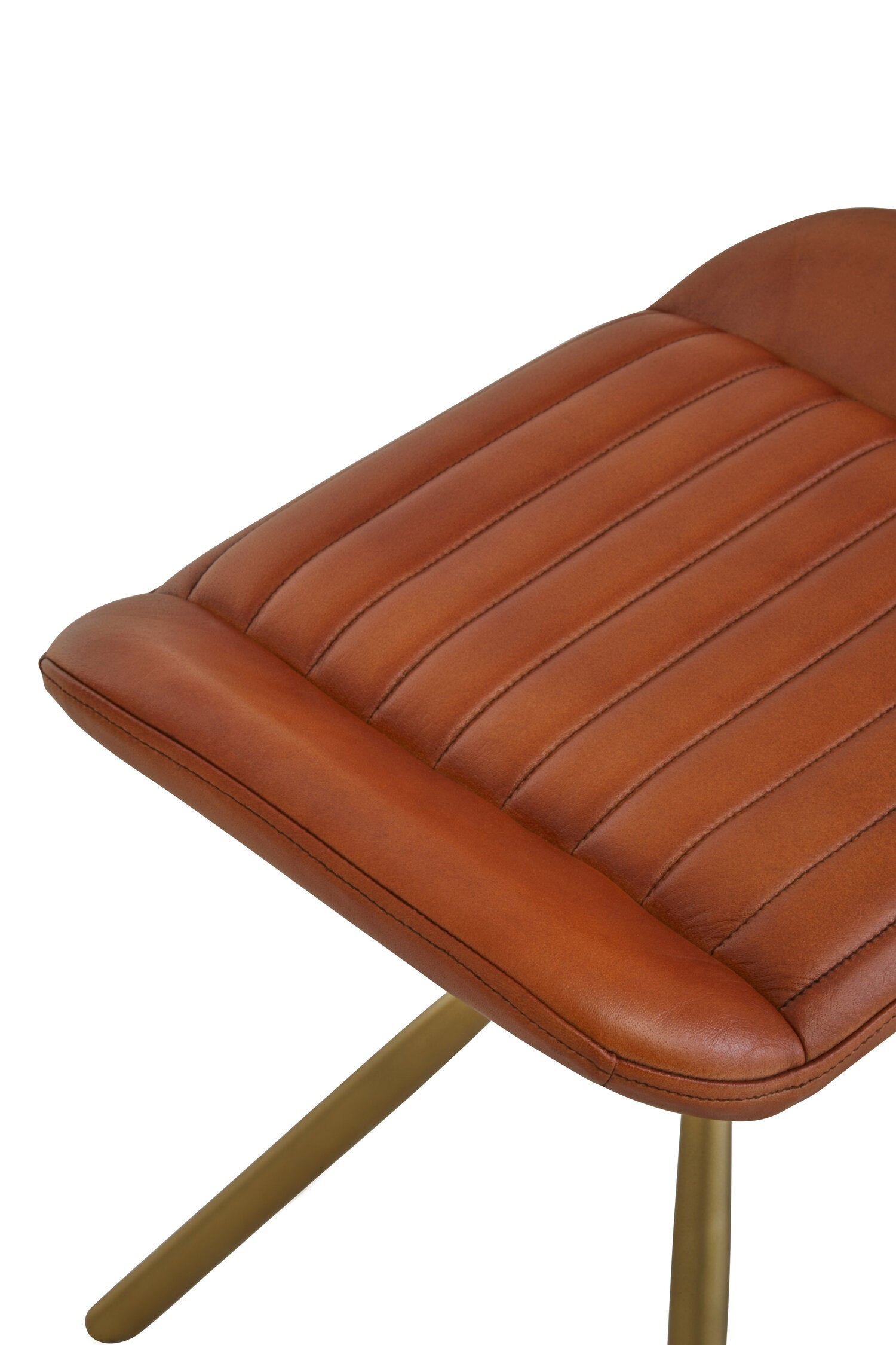 Buffalo Tan Leather and Gold Finish Footstool