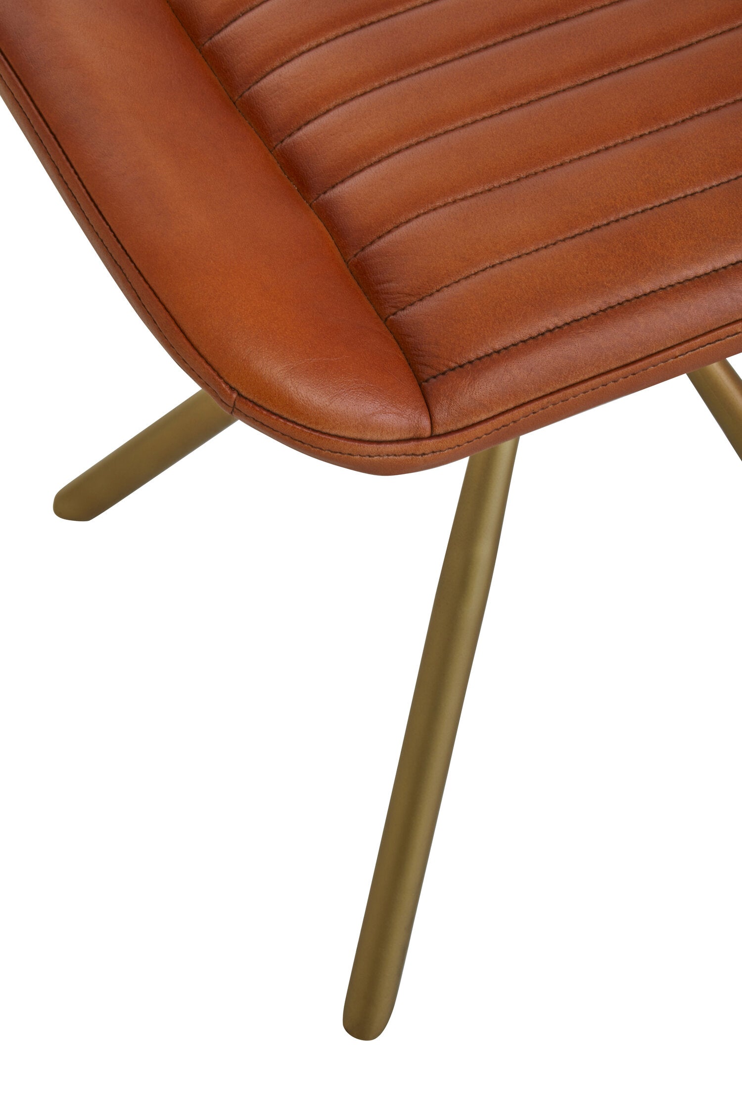 Buffalo Tan Leather and Gold Finish Footstool