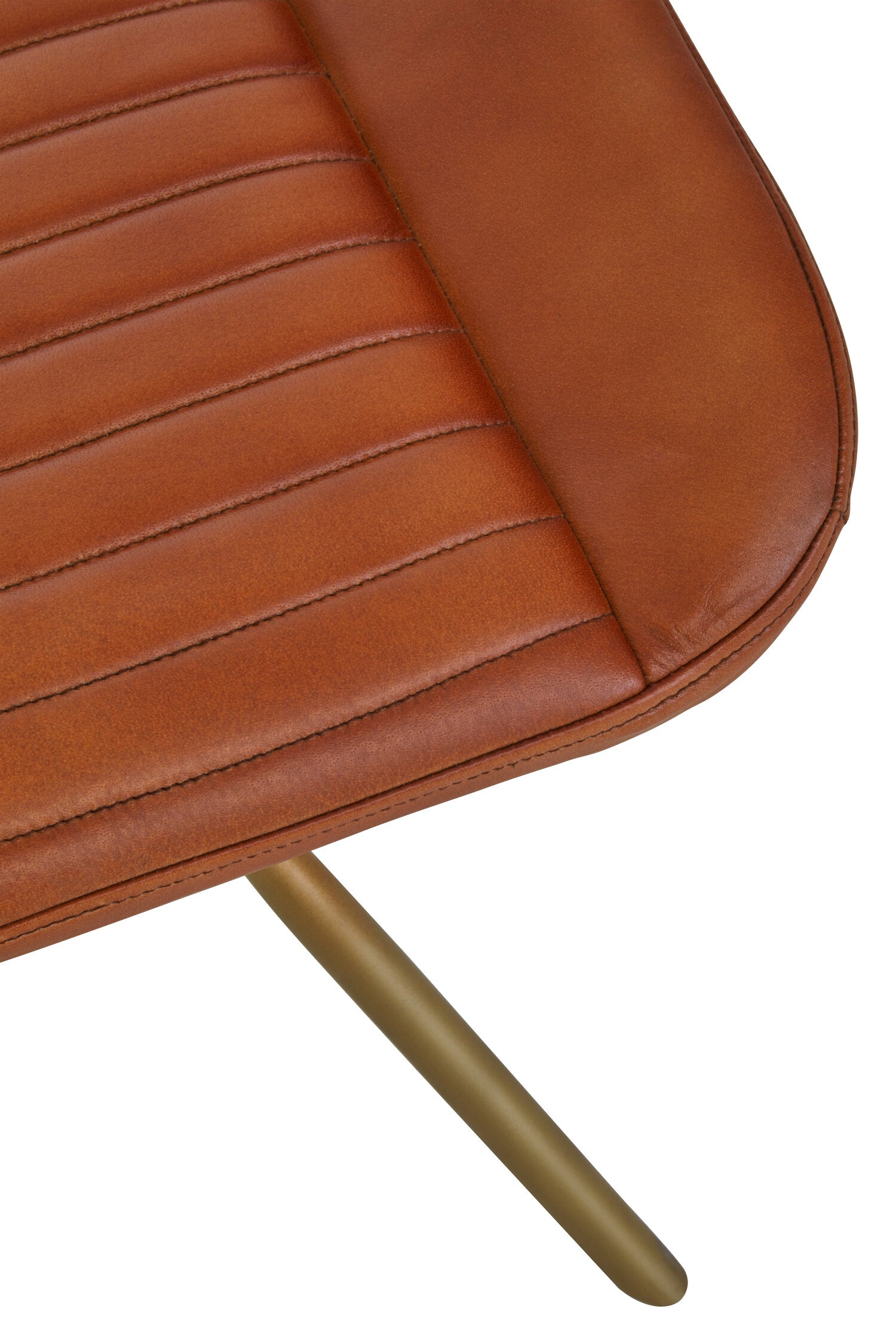 Buffalo Tan Leather and Gold Finish Footstool