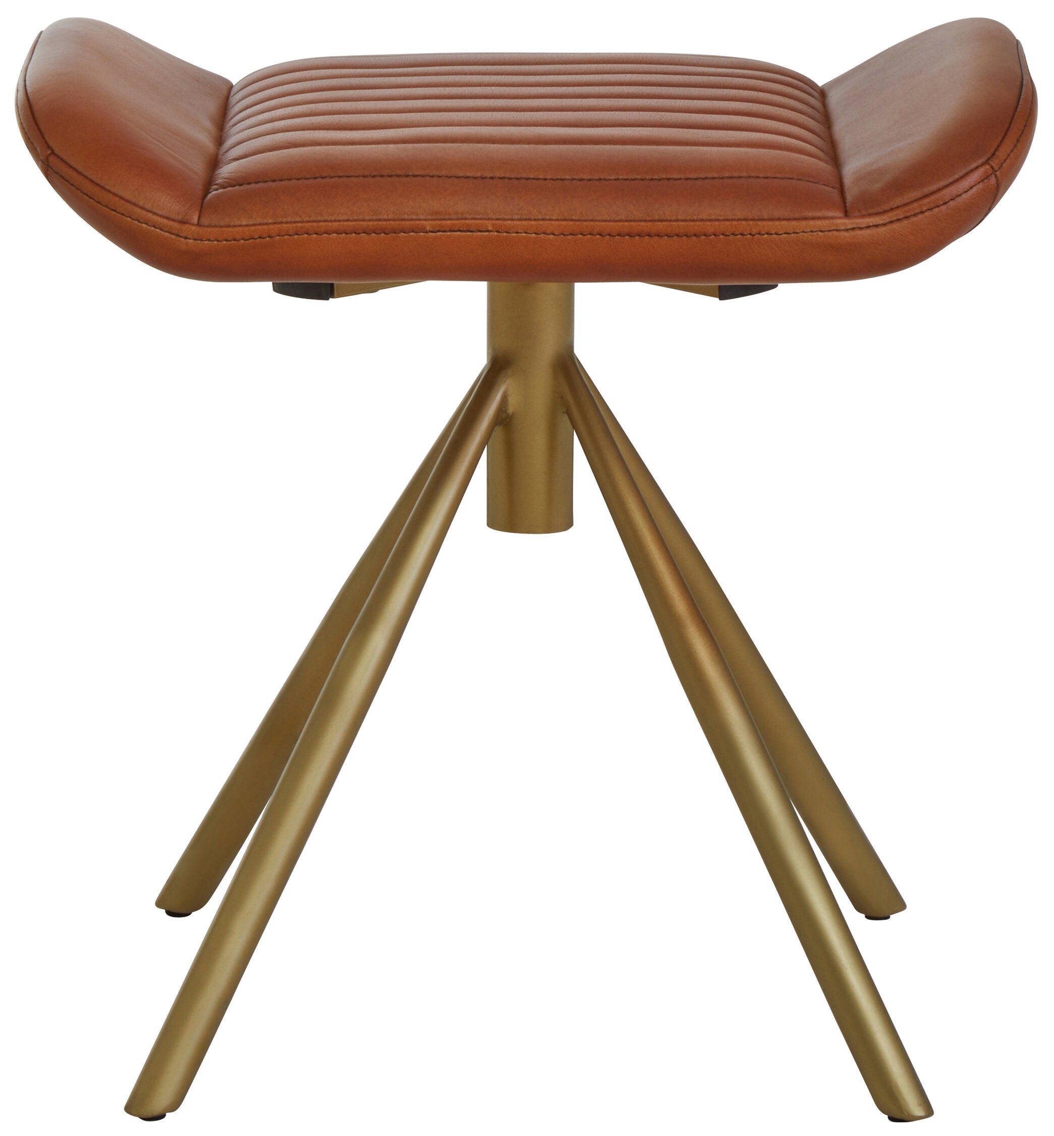 Buffalo Tan Leather and Gold Finish Footstool