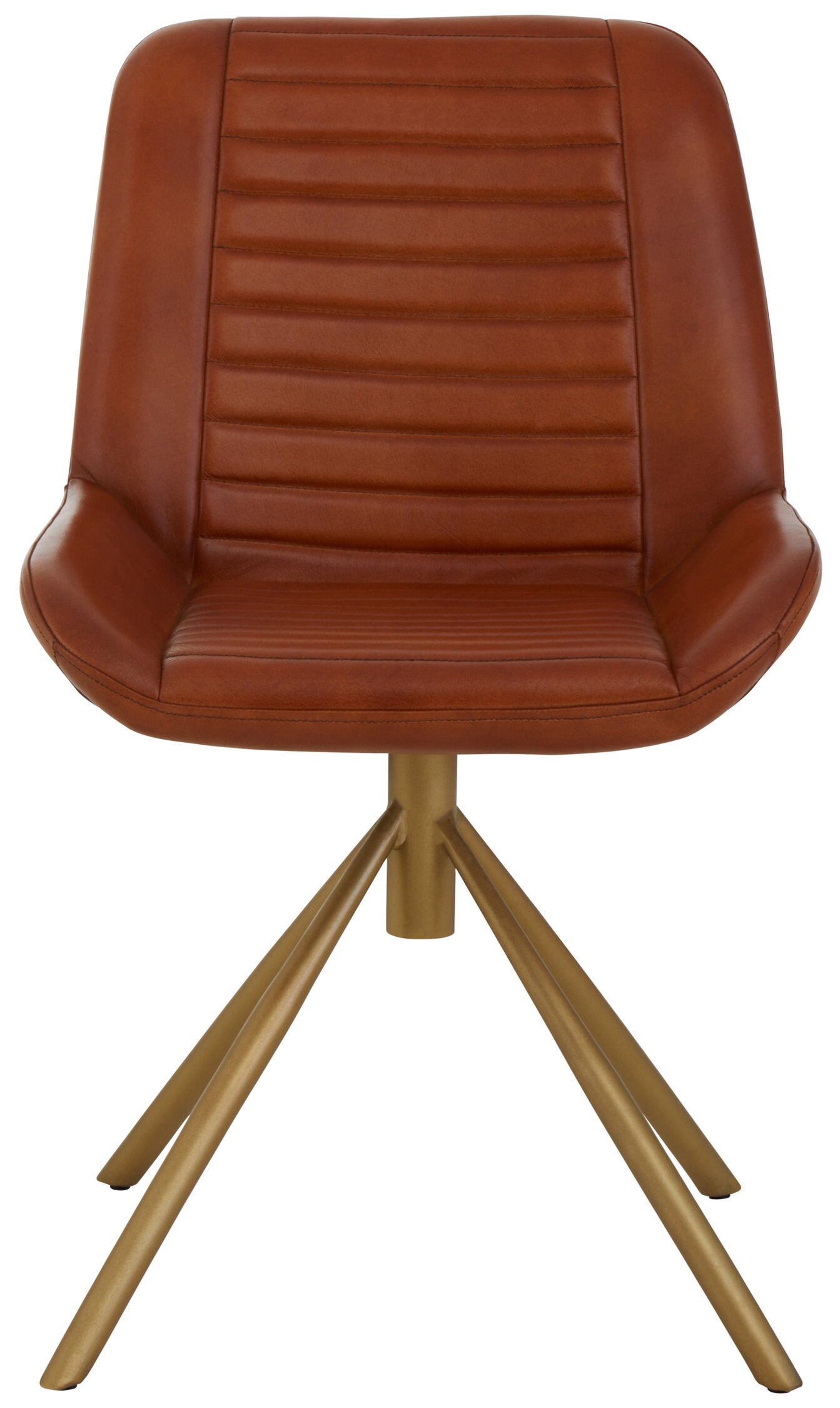 Buffalo Tan Leather and Gold Finish Chair