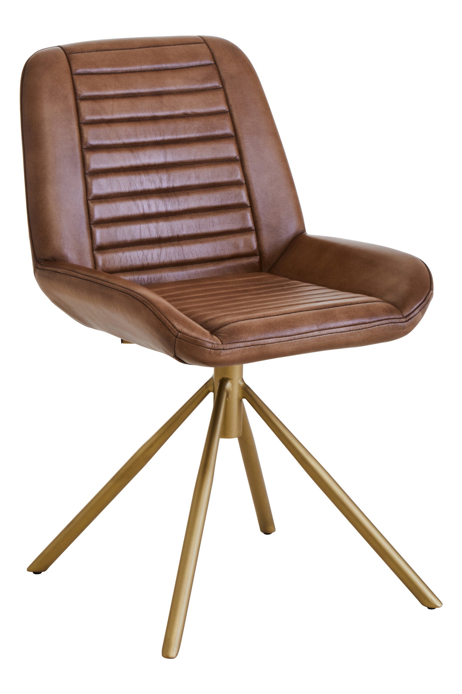Buffalo Brown Leather and Gold Finish Chair