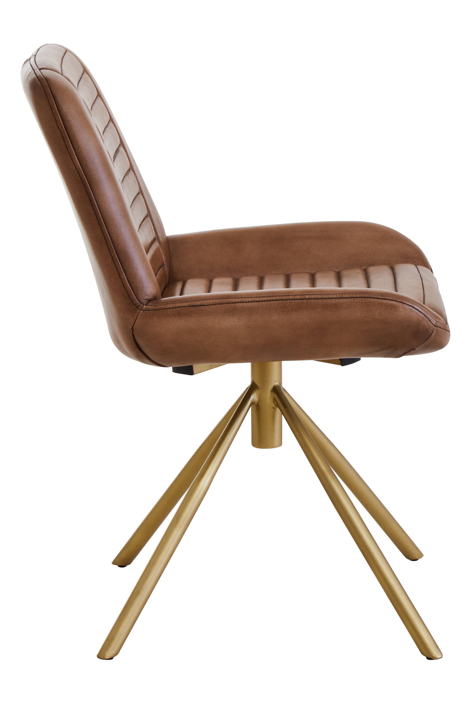 Buffalo Brown Leather and Gold Finish Chair