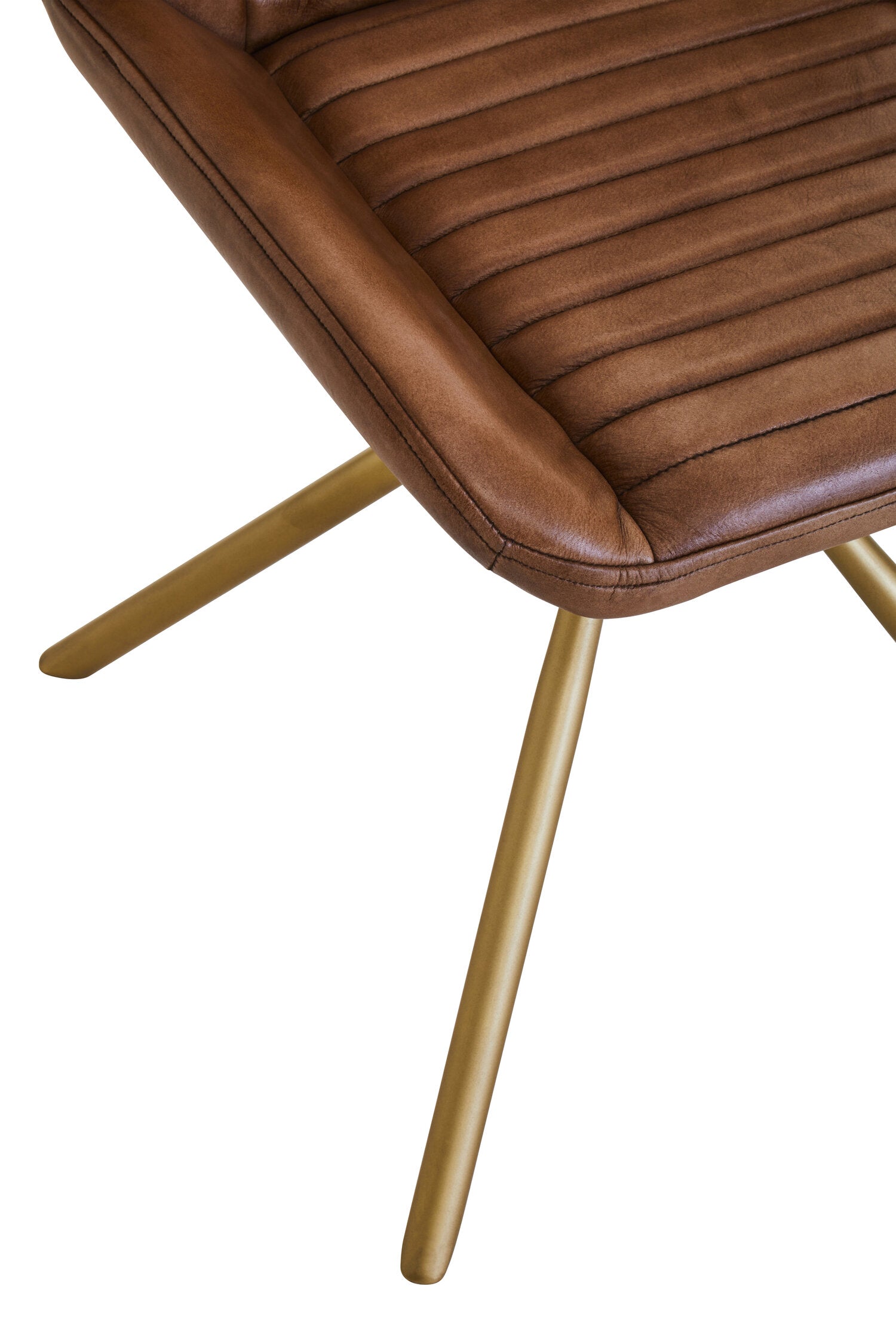 Buffalo Brown Leather and Gold Finish Chair