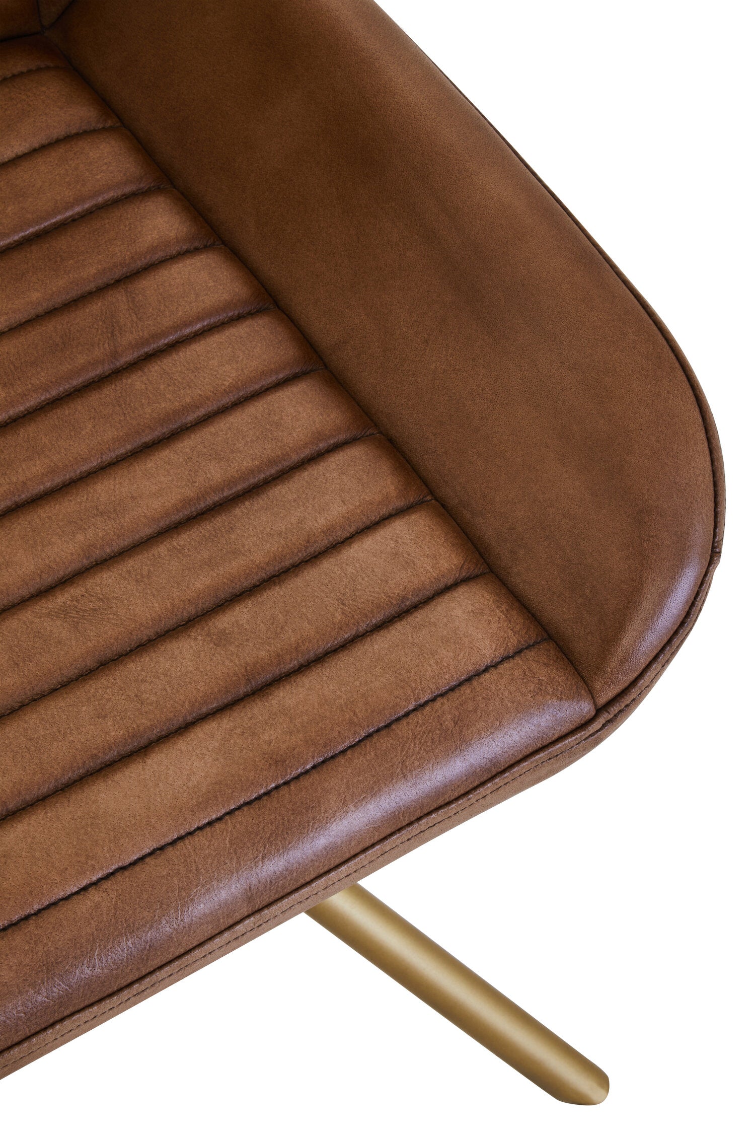 Buffalo Brown Leather and Gold Finish Chair
