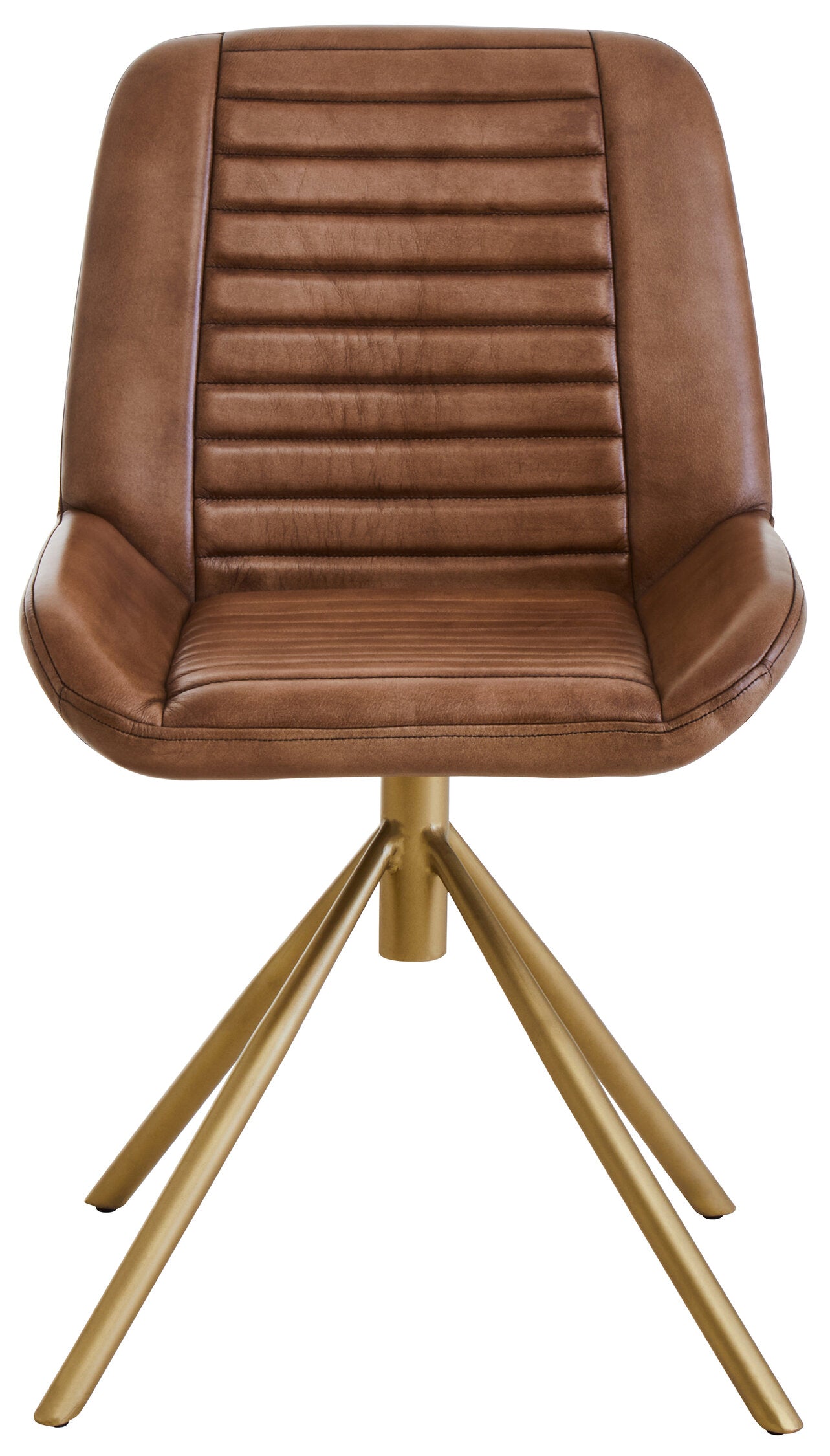 Buffalo Brown Leather and Gold Finish Chair