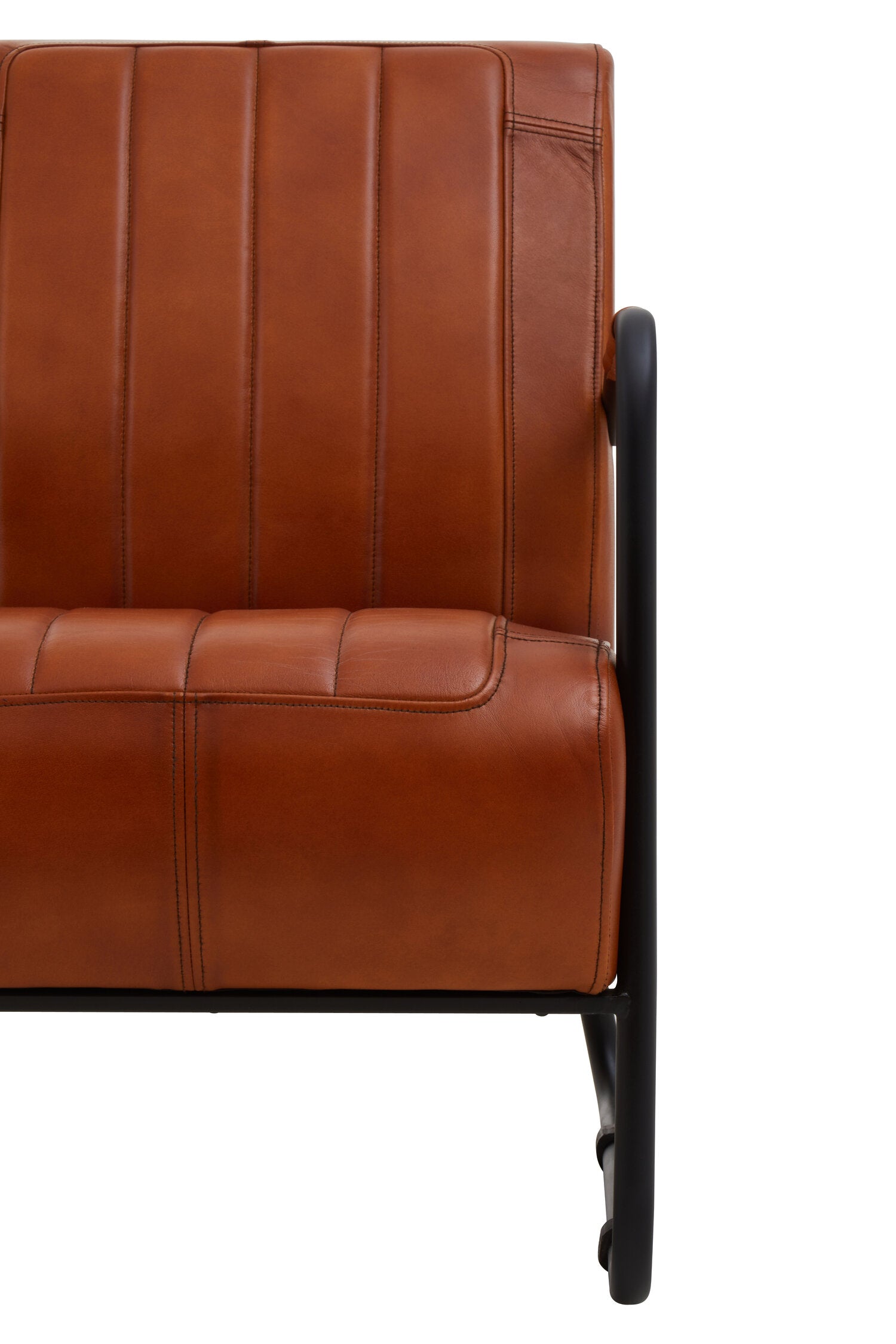 Buffalo Tan Leather Padded Armchair with Black Iron Frame - The Orchard Home and Gifts