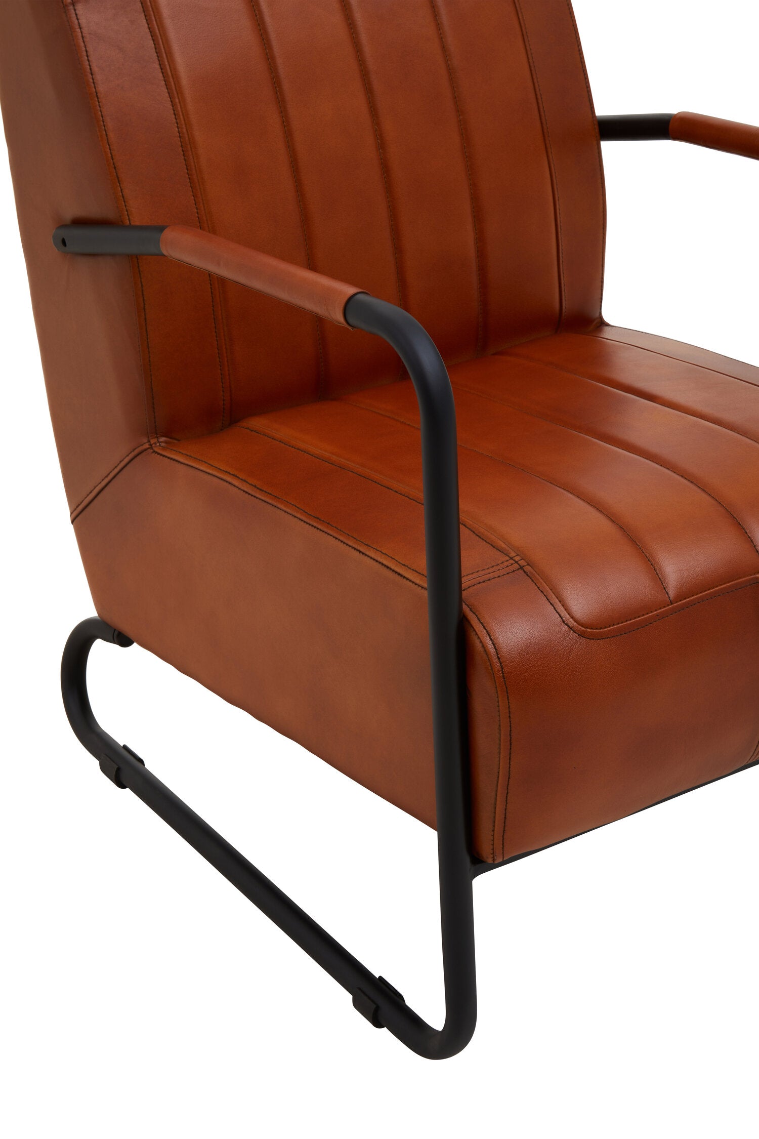 Buffalo Tan Leather Padded Armchair with Black Iron Frame - The Orchard Home and Gifts