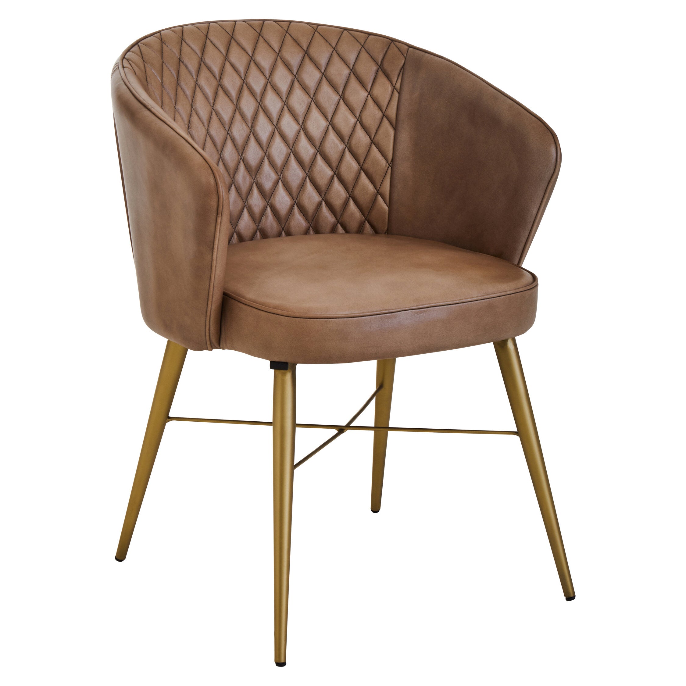 Buffalo Grey Leather and Gold Finish Diamond Back Chair - The Orchard Home and Gifts