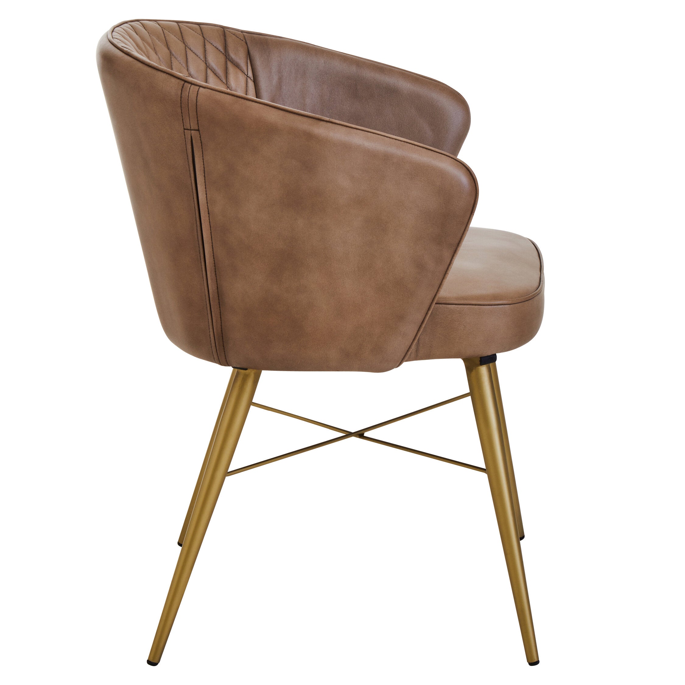 Buffalo Grey Leather and Gold Finish Diamond Back Chair - The Orchard Home and Gifts