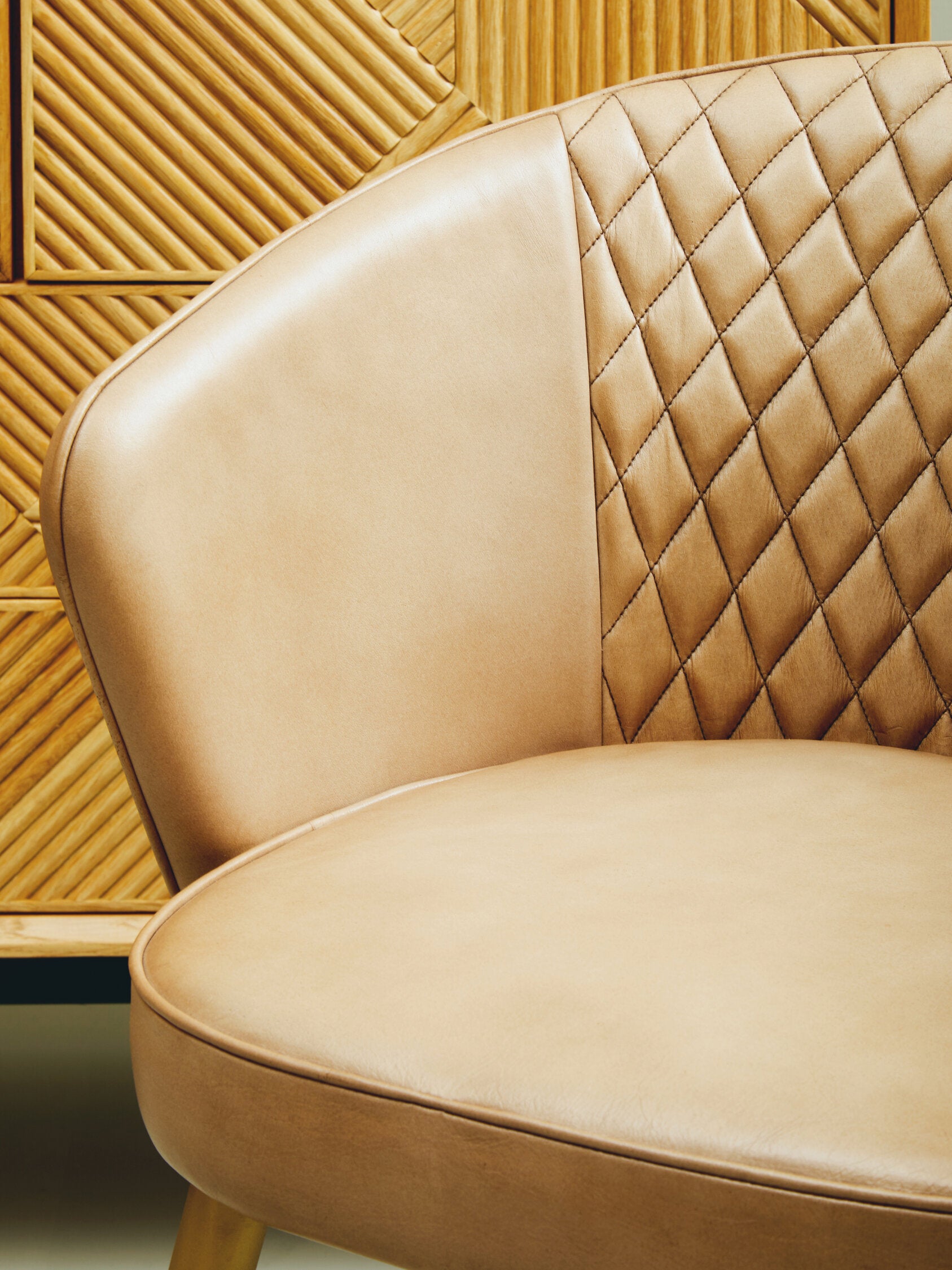 Buffalo Grey Leather and Gold Finish Diamond Back Chair - The Orchard Home and Gifts