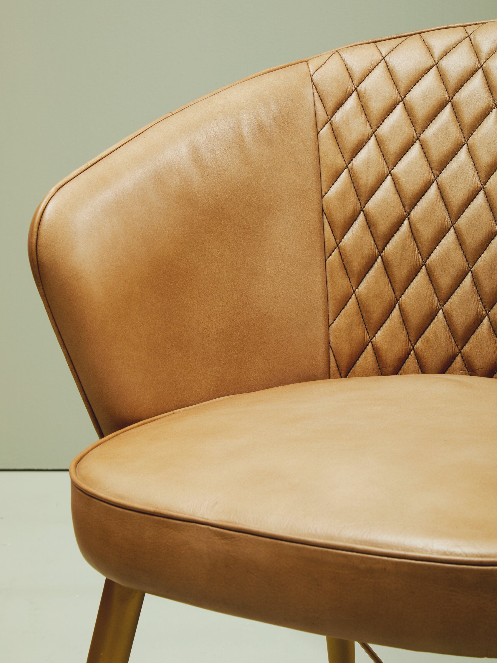 Buffalo Grey Leather and Gold Finish Diamond Back Chair - The Orchard Home and Gifts