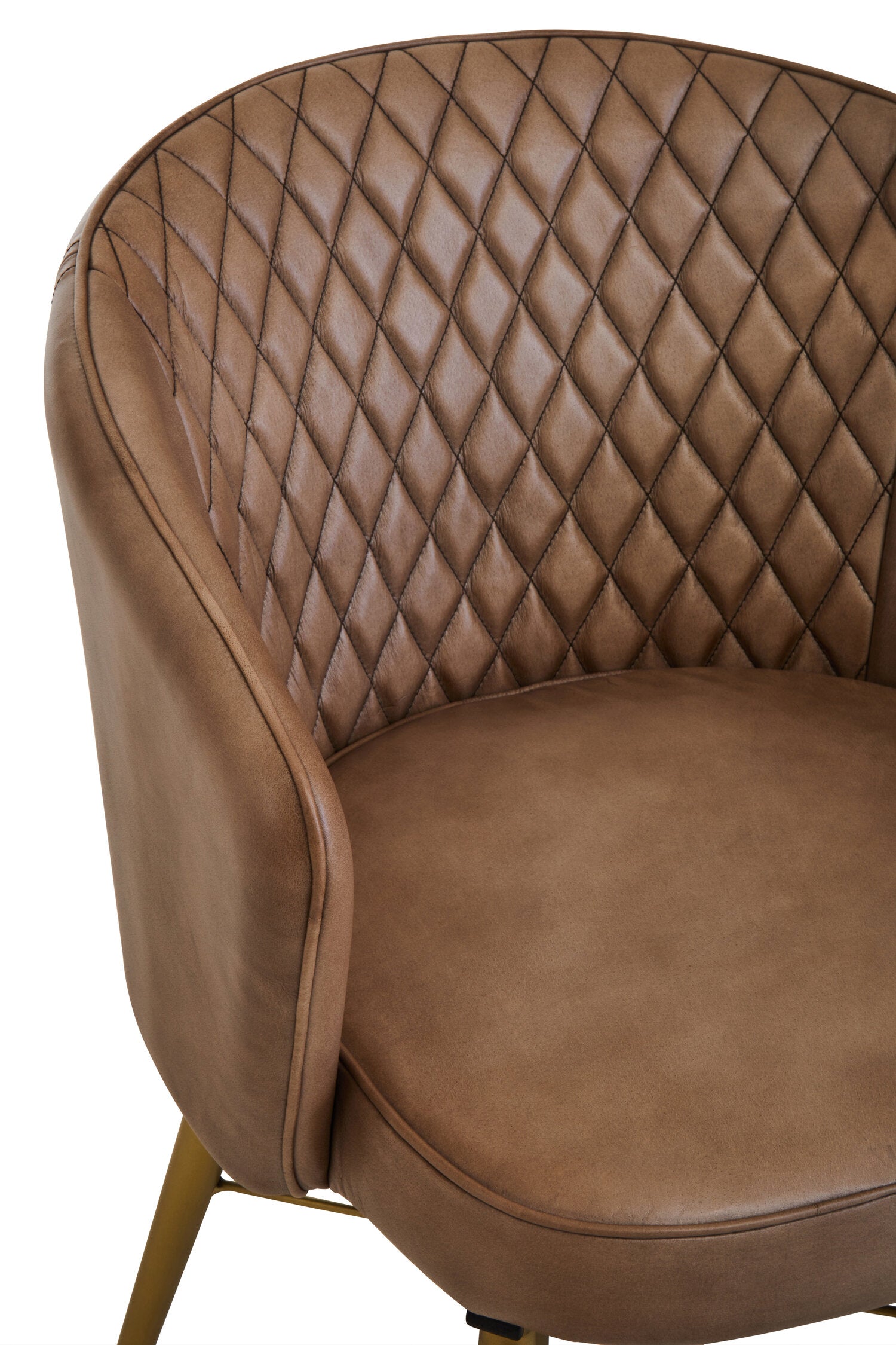 Buffalo Grey Leather and Gold Finish Diamond Back Chair - The Orchard Home and Gifts