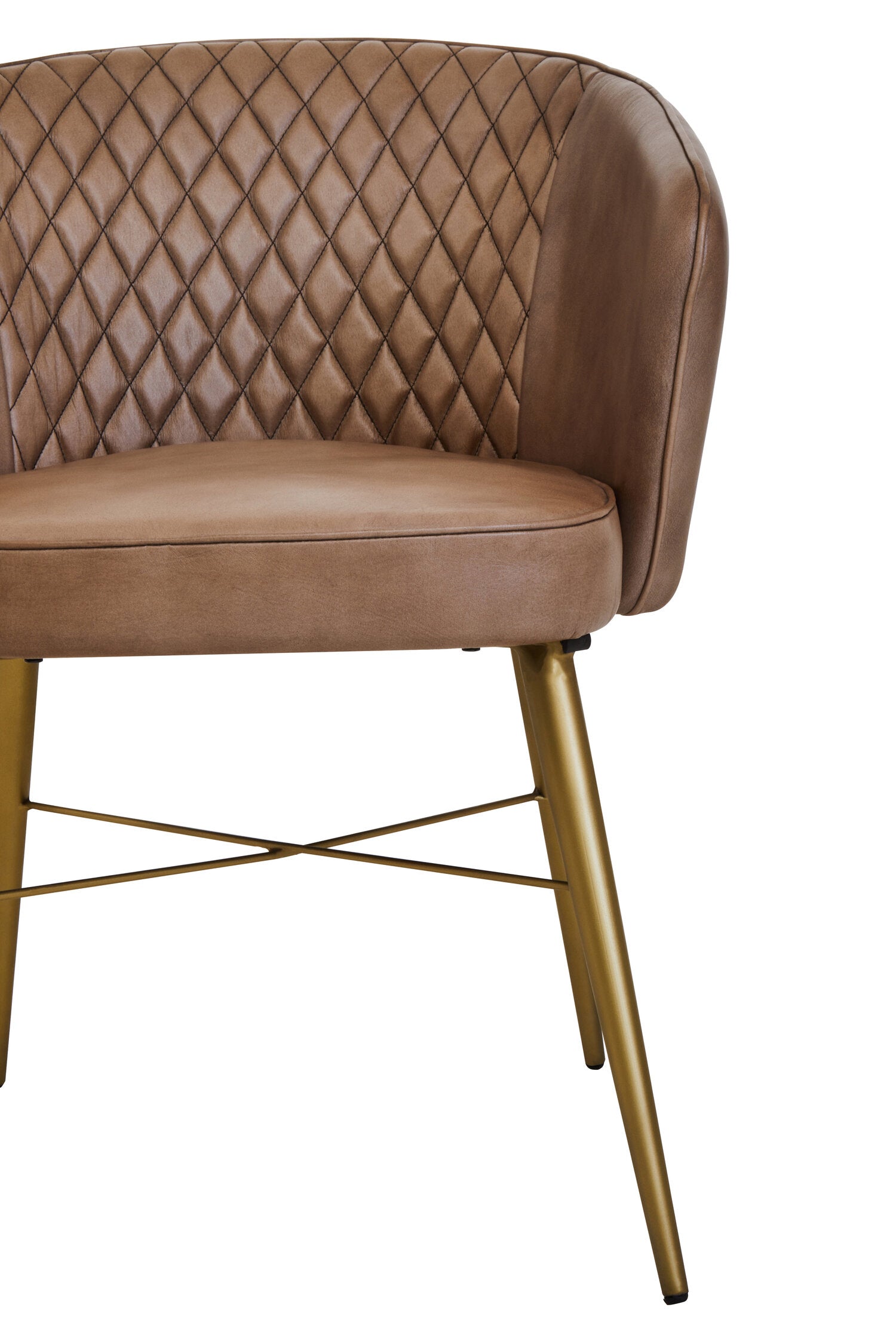 Buffalo Grey Leather and Gold Finish Diamond Back Chair - The Orchard Home and Gifts