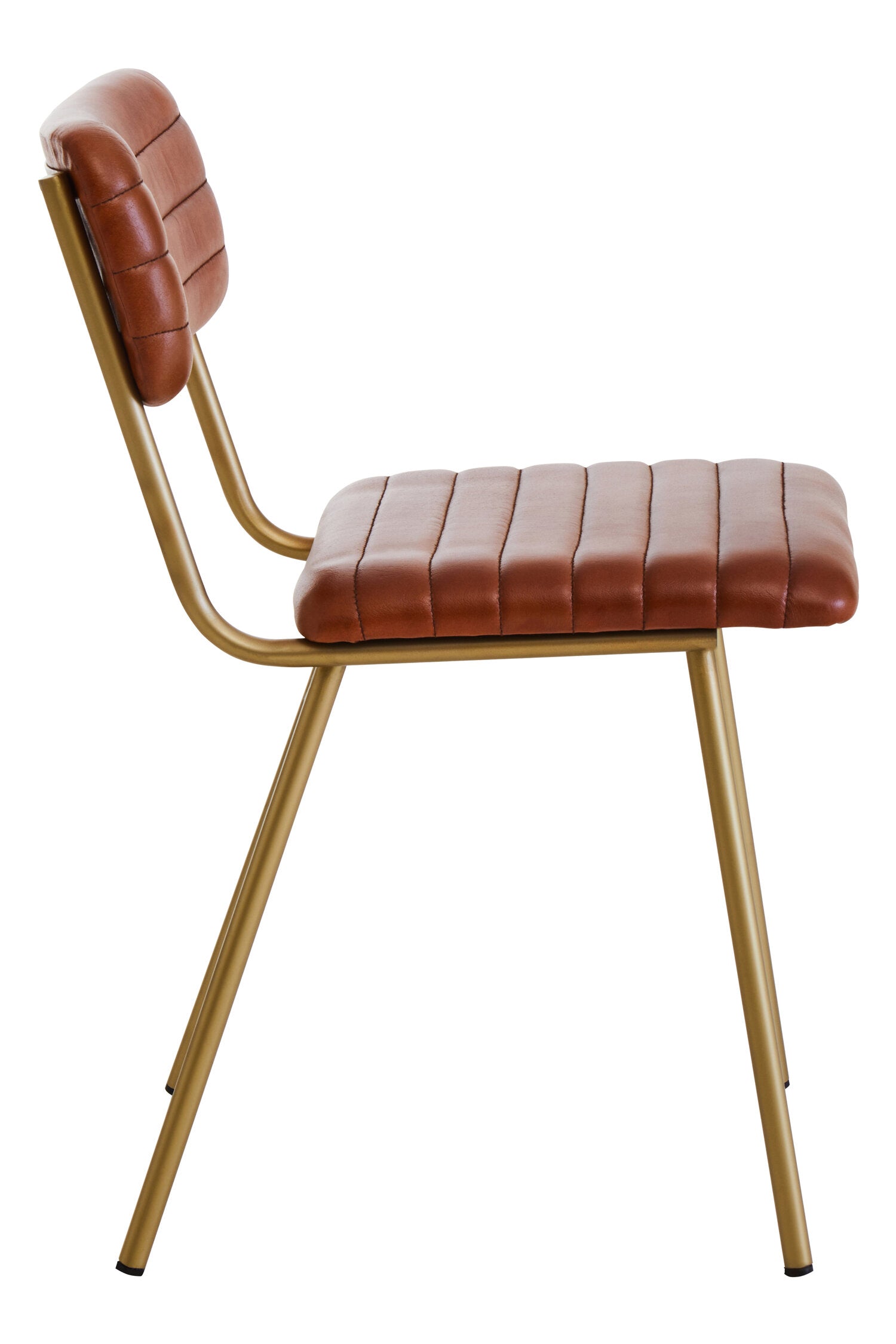 Buffalo Tan Brown Leather and Gold Finish Dining Chair