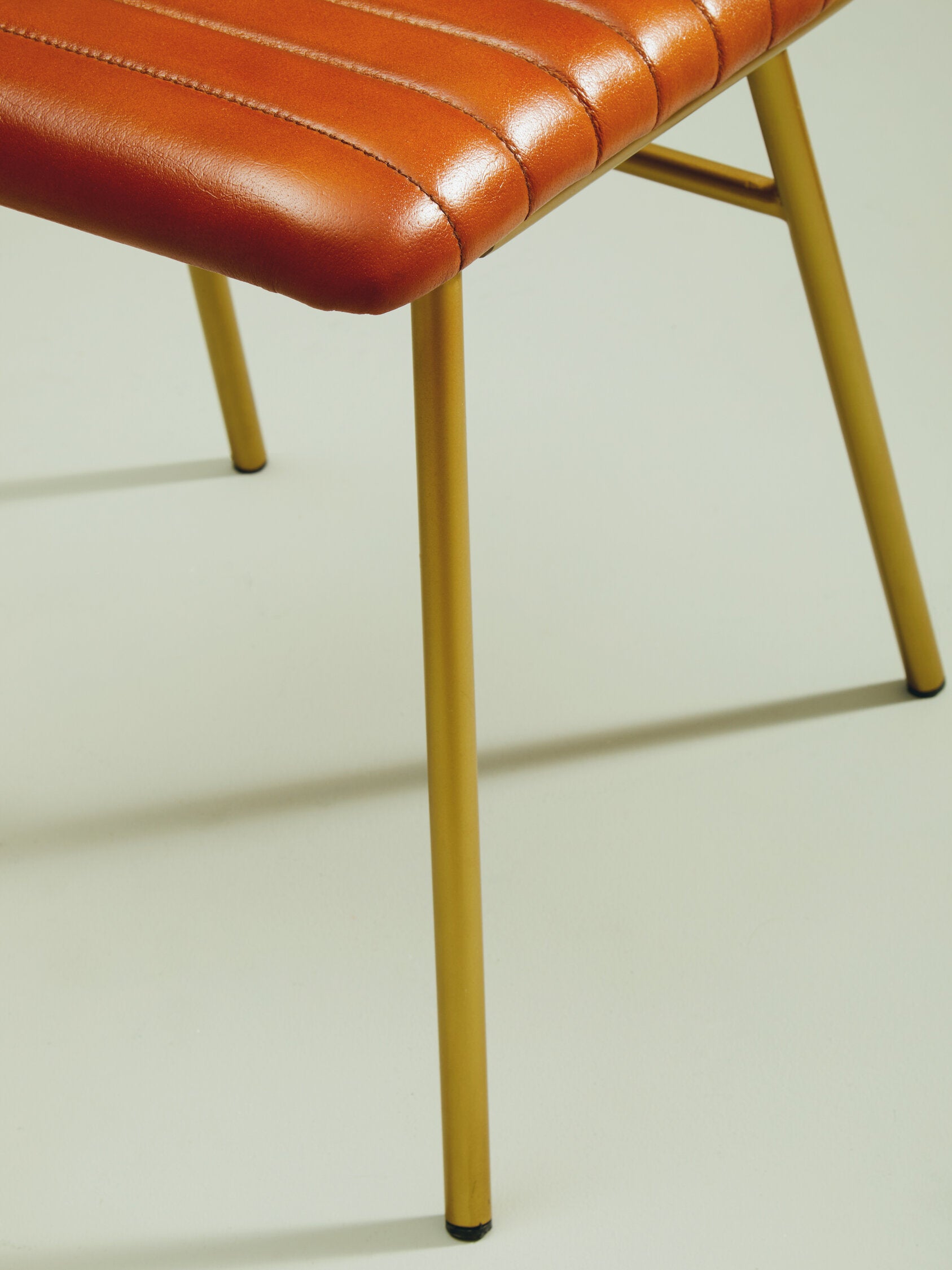 Buffalo Tan Brown Leather and Gold Finish Dining Chair