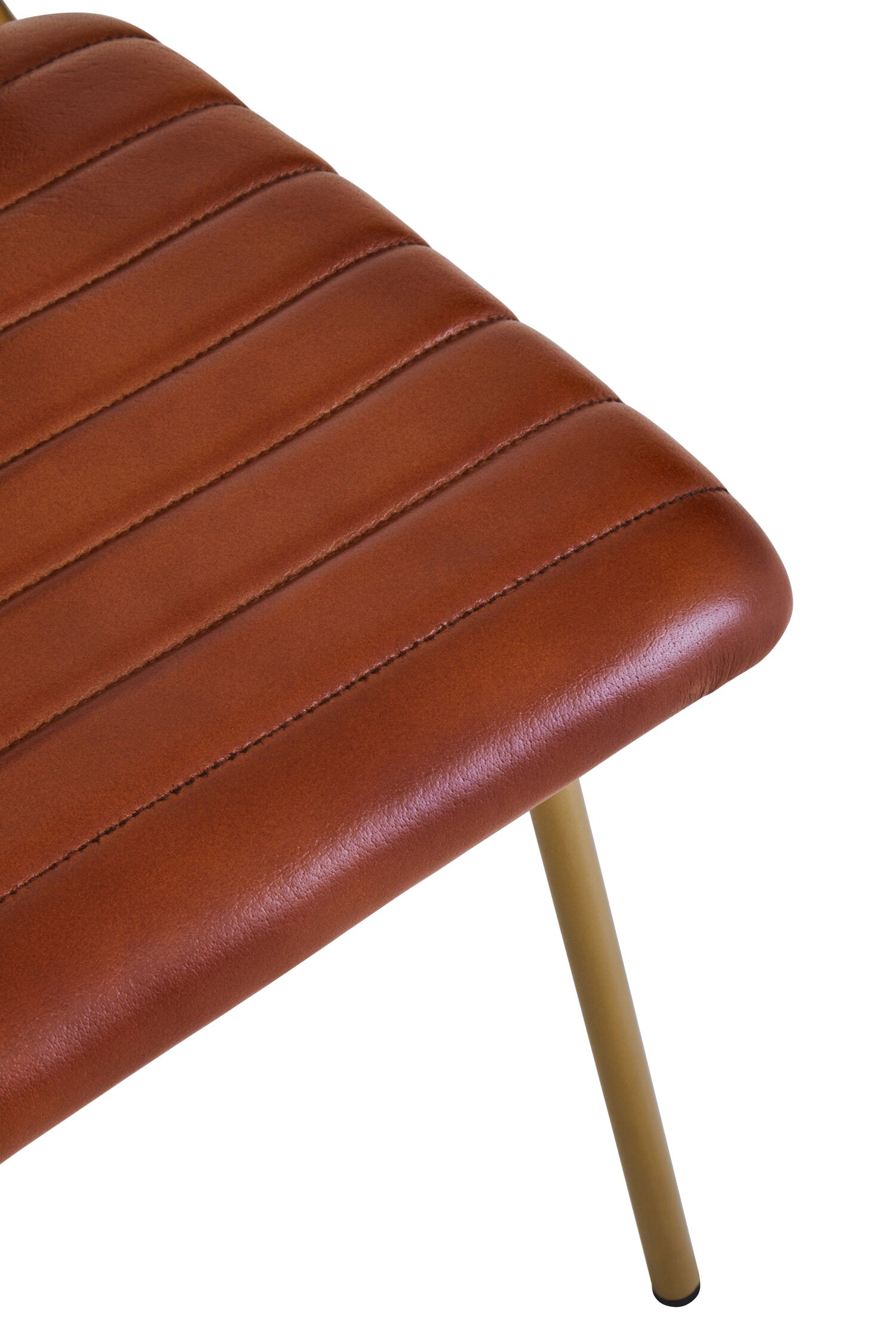 Buffalo Tan Brown Leather and Gold Finish Dining Chair
