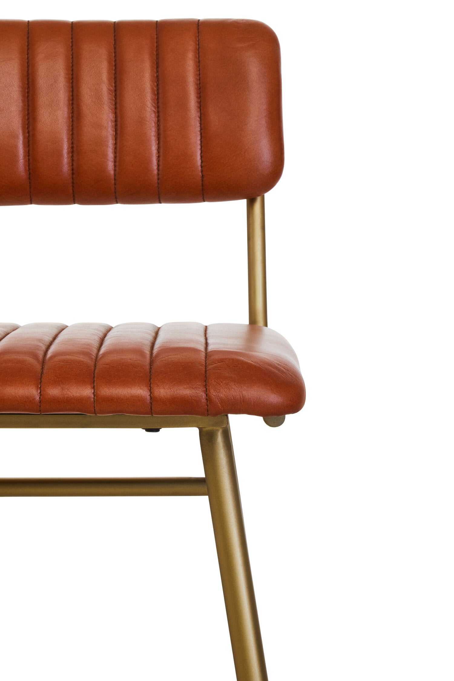 Buffalo Tan Brown Leather and Gold Finish Bar Stool