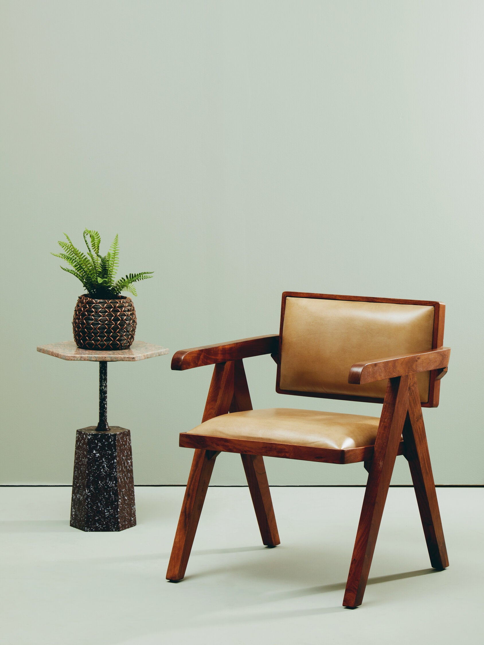 Buffalo Natural Tan Leather Angular Armchair