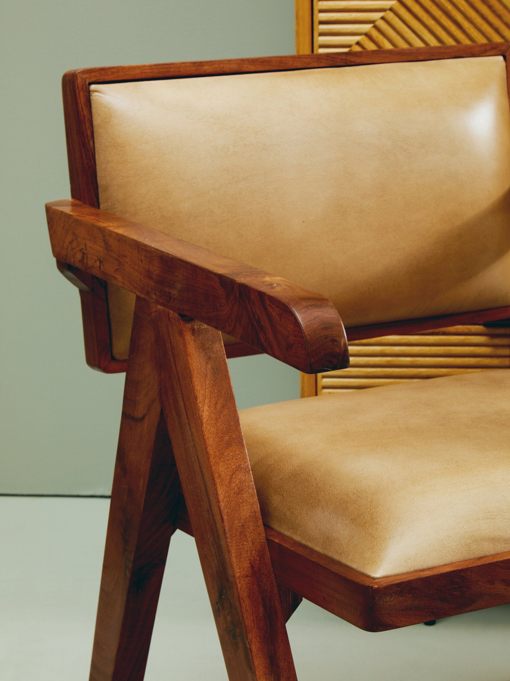 Buffalo Natural Tan Leather Angular Armchair